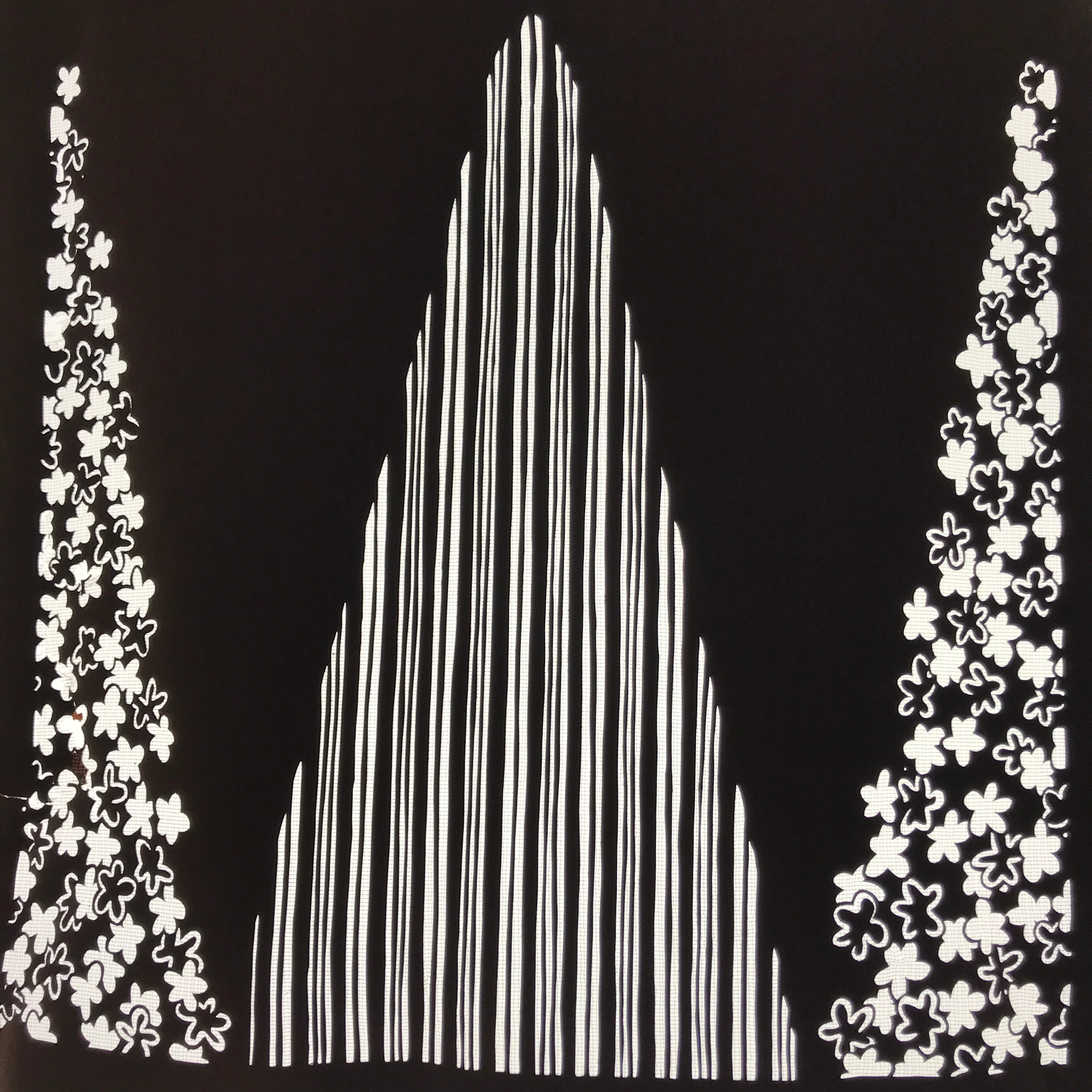 Antique Japanese Katagami Kimono Paper Stencil Katazome Grass Small Flower 4Y643