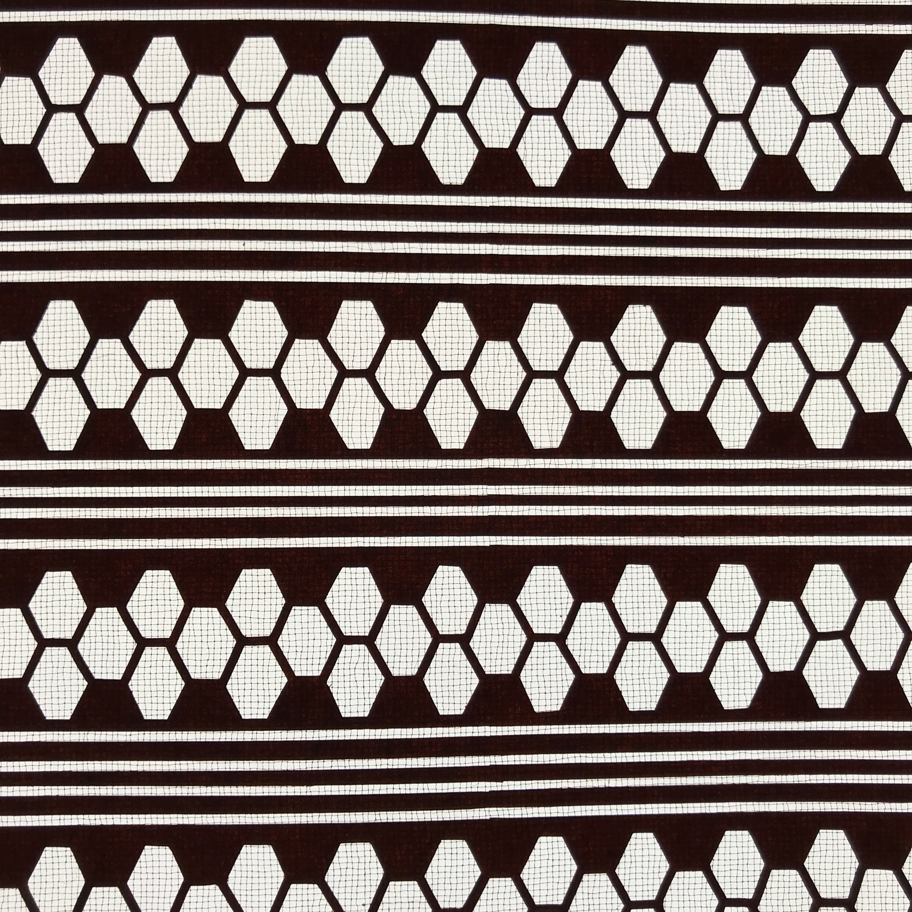 Antique Japanese Katagami Kimono Paper Stencil Katazome Hexagon Kikko Line 4Y630