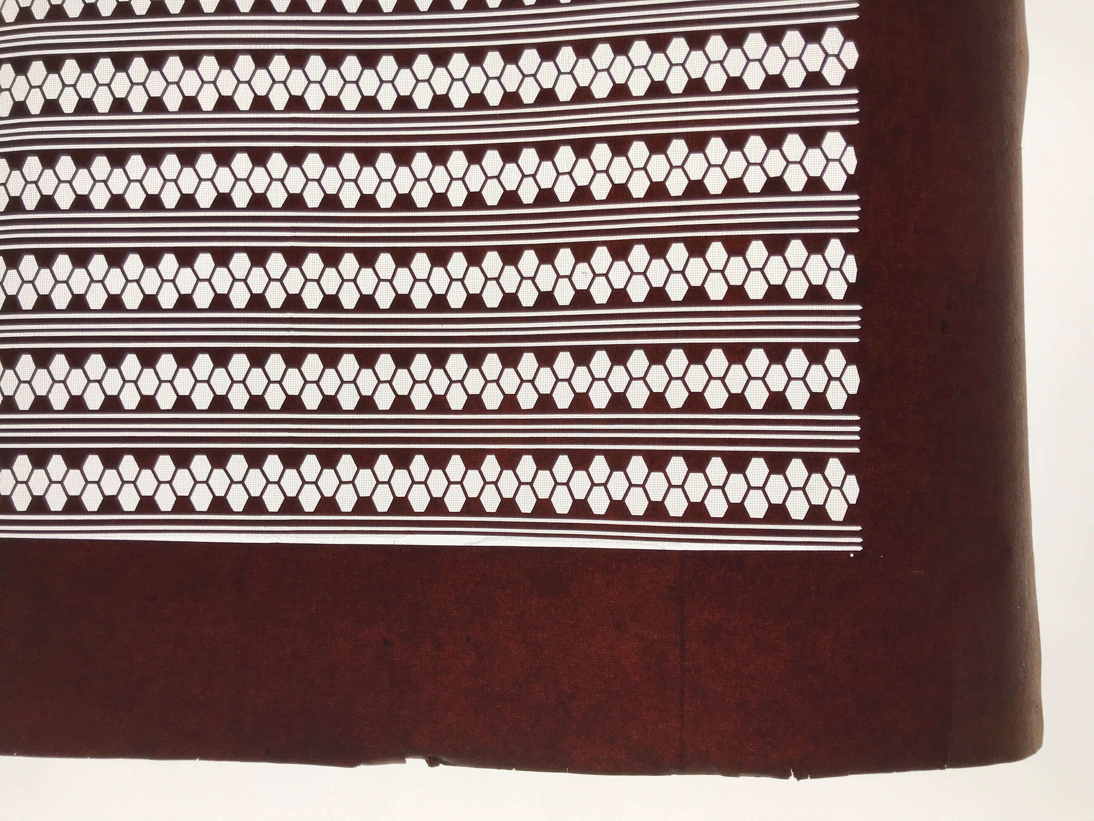 Antique Japanese Katagami Kimono Paper Stencil Katazome Hexagon Kikko Line 4Y630