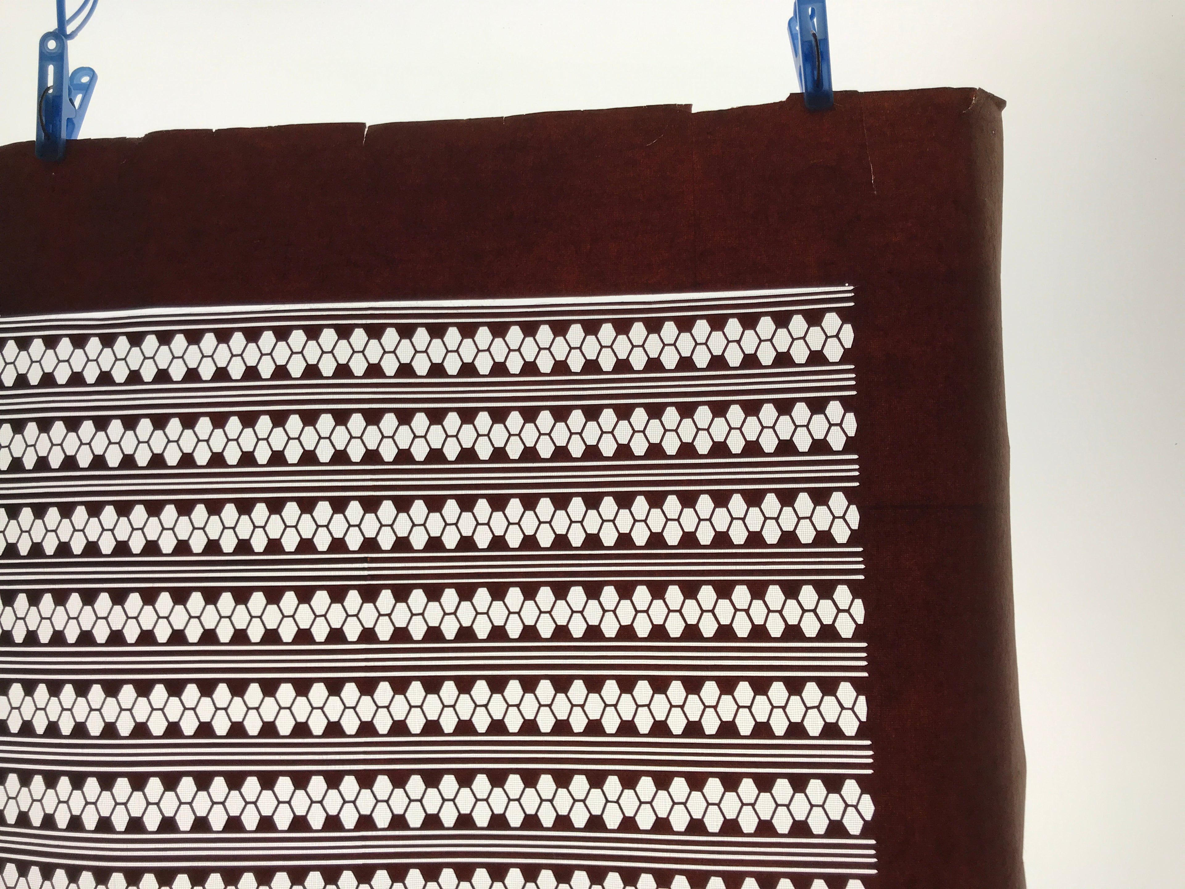 Antique Japanese Katagami Kimono Paper Stencil Katazome Hexagon Kikko Line 4Y630