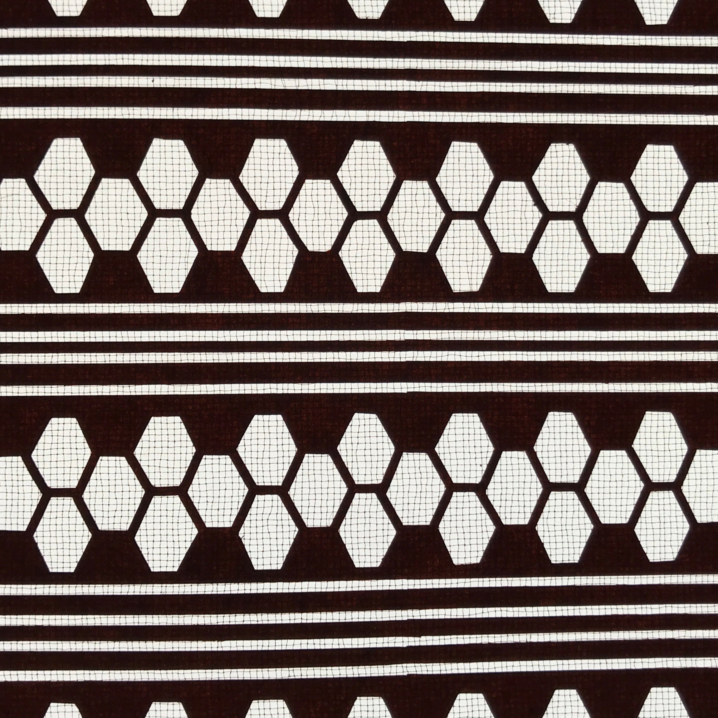 Antique Japanese Katagami Kimono Paper Stencil Katazome Hexagon Kikko Line 4Y630