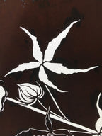 Antique Japanese Katagami Kimono Paper Stencil Katazome Hibiscus Flowers 4Y571