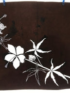 Antique Japanese Katagami Kimono Paper Stencil Katazome Hibiscus Flowers 4Y571