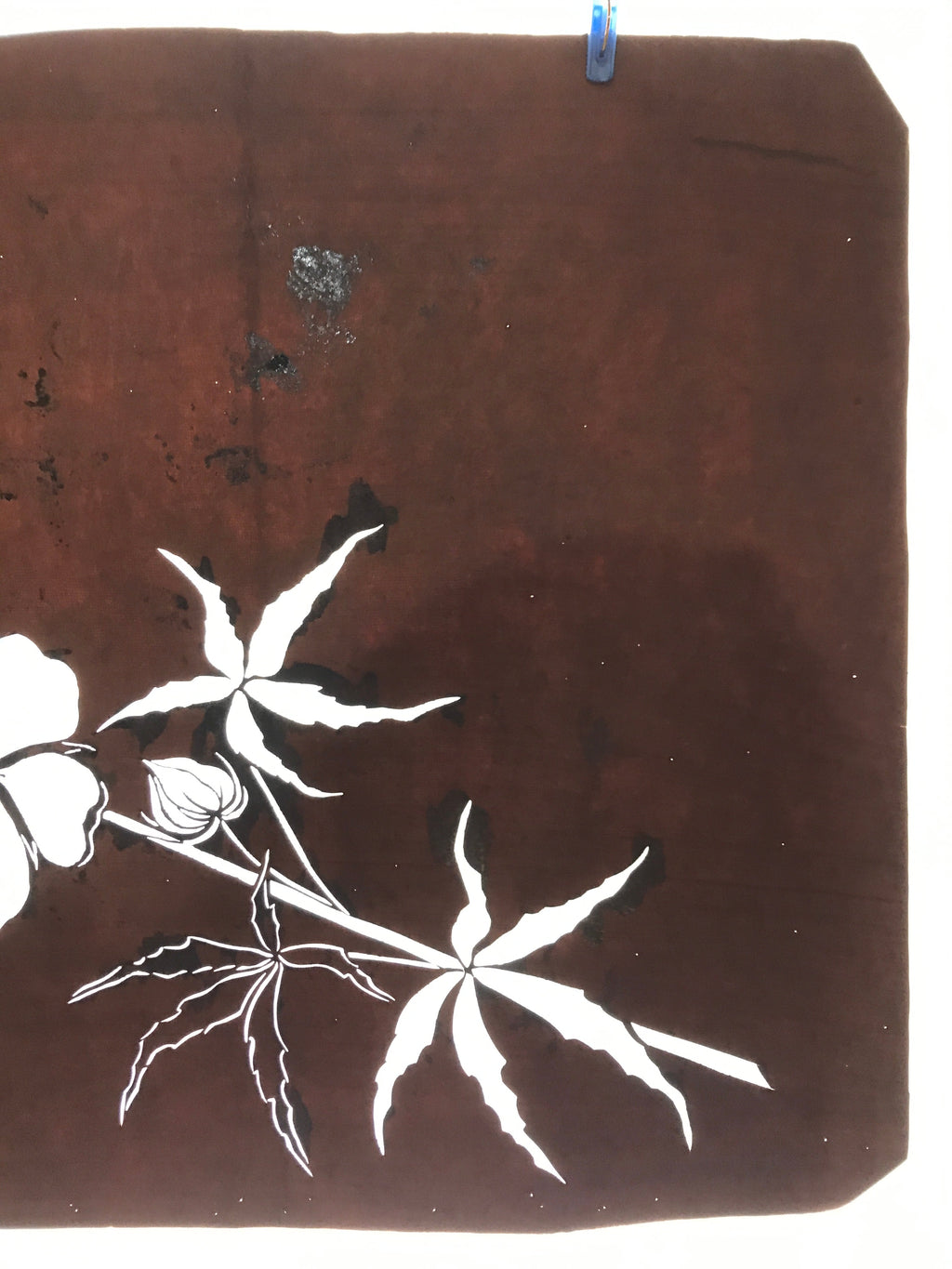 Antique Japanese Katagami Kimono Paper Stencil Katazome Hibiscus Flowers 4Y571