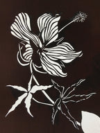 Antique Japanese Katagami Kimono Paper Stencil Katazome Hibiscus Flowers 4Y571