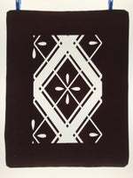 Antique Japanese Katagami Kimono Paper Stencil Katazome Hishi Flowers 4Y613