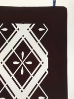 Antique Japanese Katagami Kimono Paper Stencil Katazome Hishi Flowers 4Y613