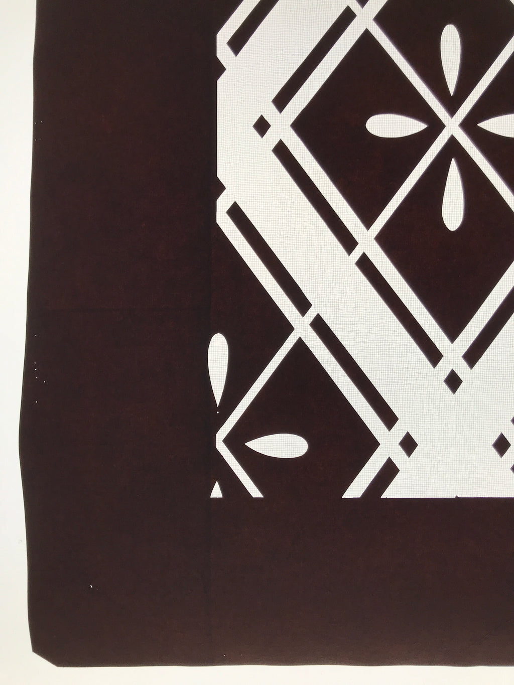 Antique Japanese Katagami Kimono Paper Stencil Katazome Hishi Flowers 4Y613
