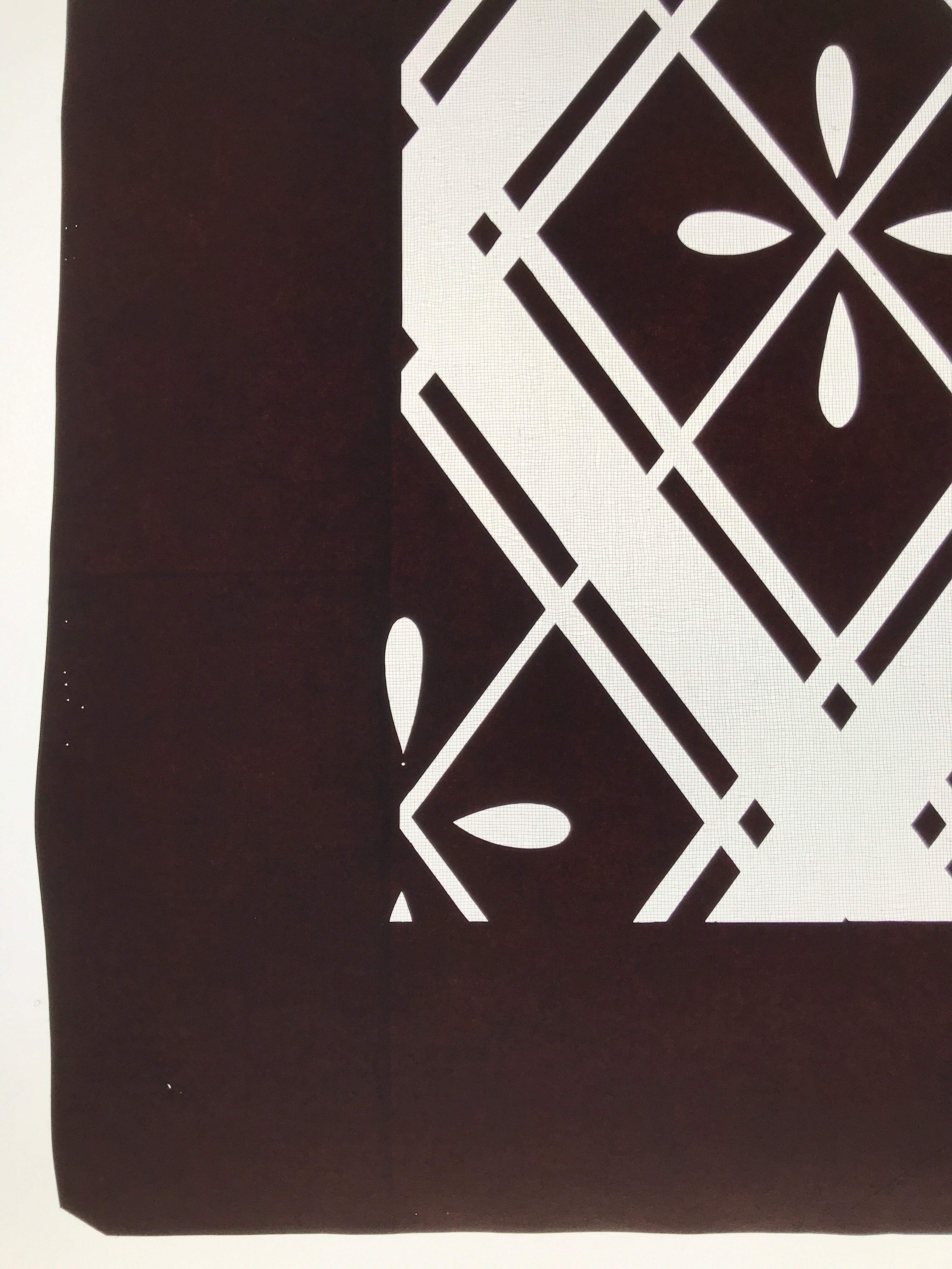 Antique Japanese Katagami Kimono Paper Stencil Katazome Hishi Flowers 4Y613