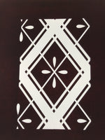 Antique Japanese Katagami Kimono Paper Stencil Katazome Hishi Flowers 4Y613