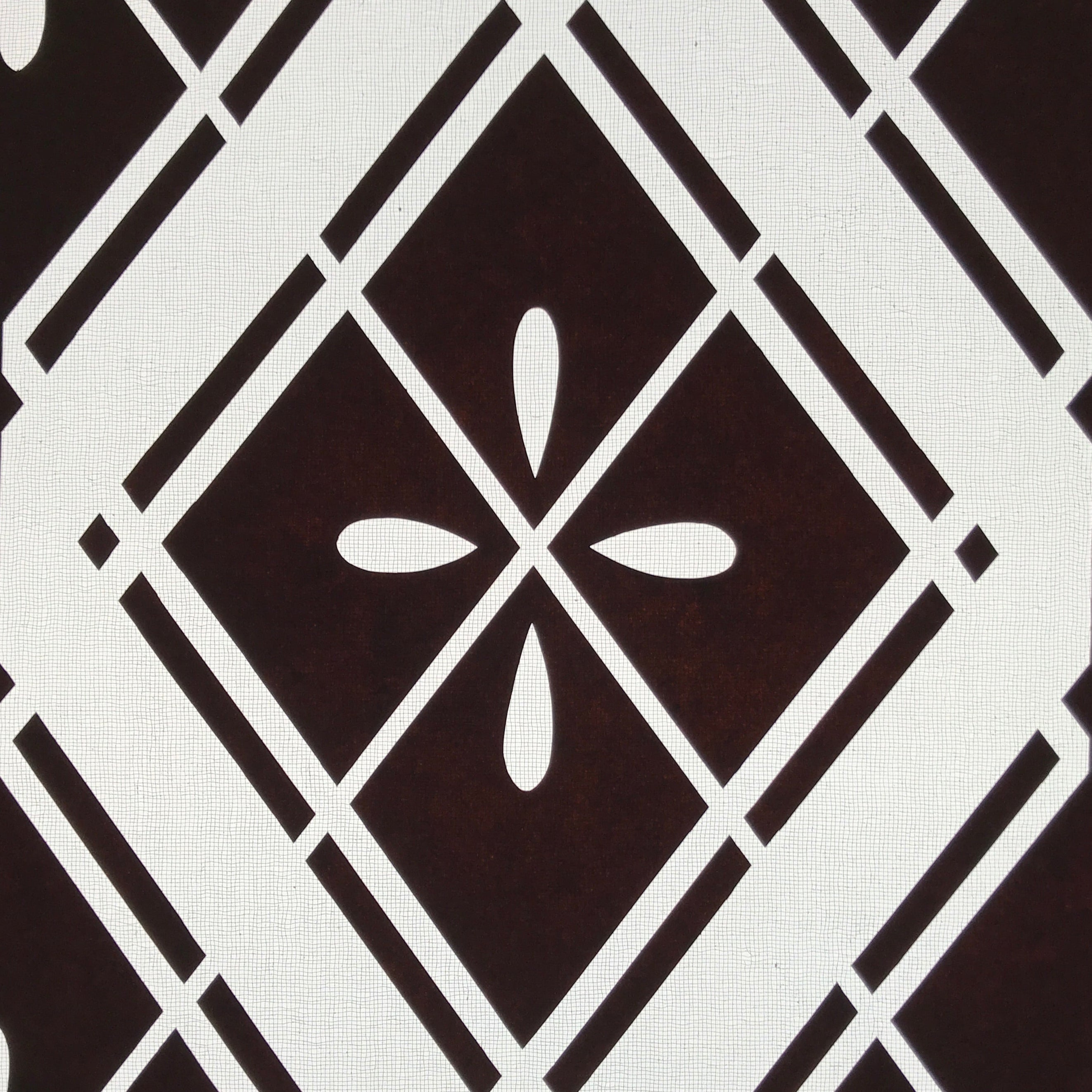 Antique Japanese Katagami Kimono Paper Stencil Katazome Hishi Flowers 4Y613