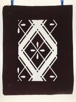 Antique Japanese Katagami Kimono Paper Stencil Katazome Hishi Flowers 4Y614