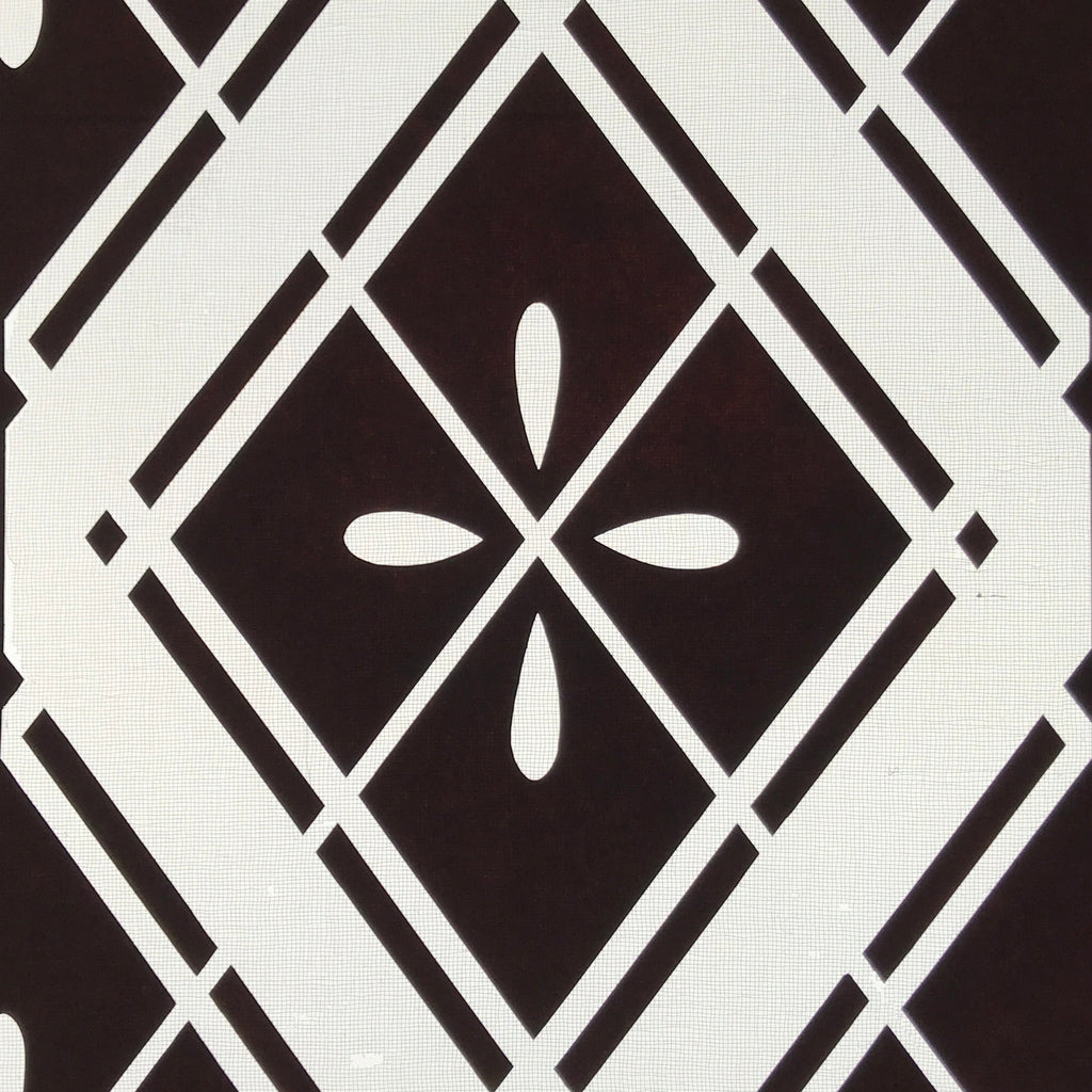 Antique Japanese Katagami Kimono Paper Stencil Katazome Hishi Flowers 4Y614