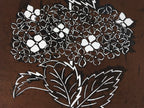 Antique Japanese Katagami Kimono Paper Stencil Katazome Hydrangea Ajisai 4Y524