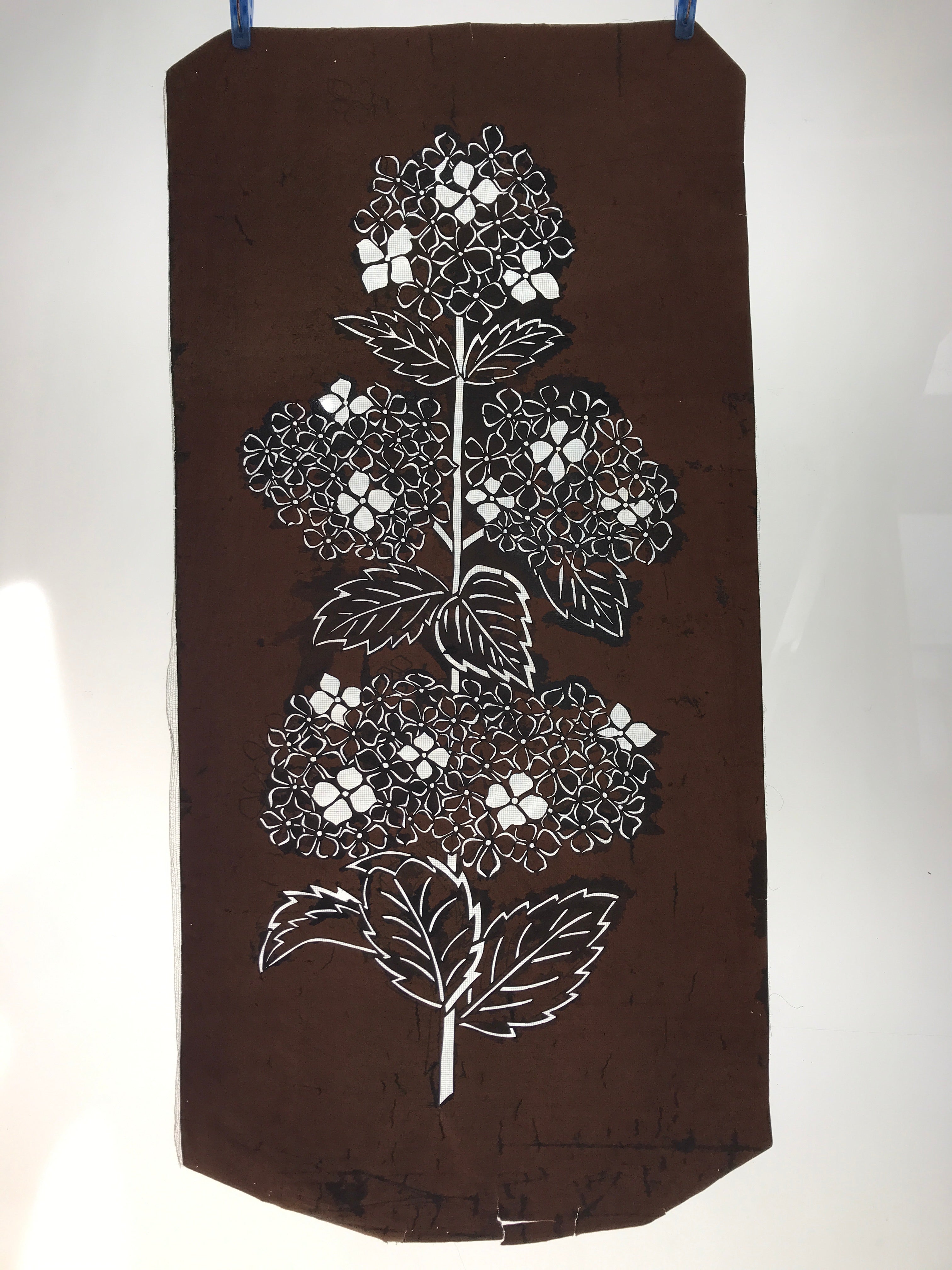 Antique Japanese Katagami Kimono Paper Stencil Katazome Hydrangea Ajisai 4Y524
