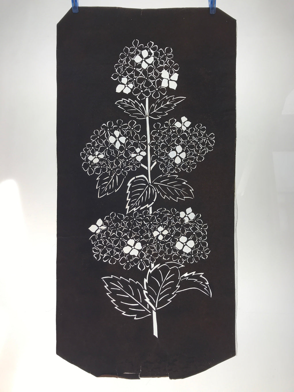 Antique Japanese Katagami Kimono Paper Stencil Katazome Hydrangea Ajisai 4Y524