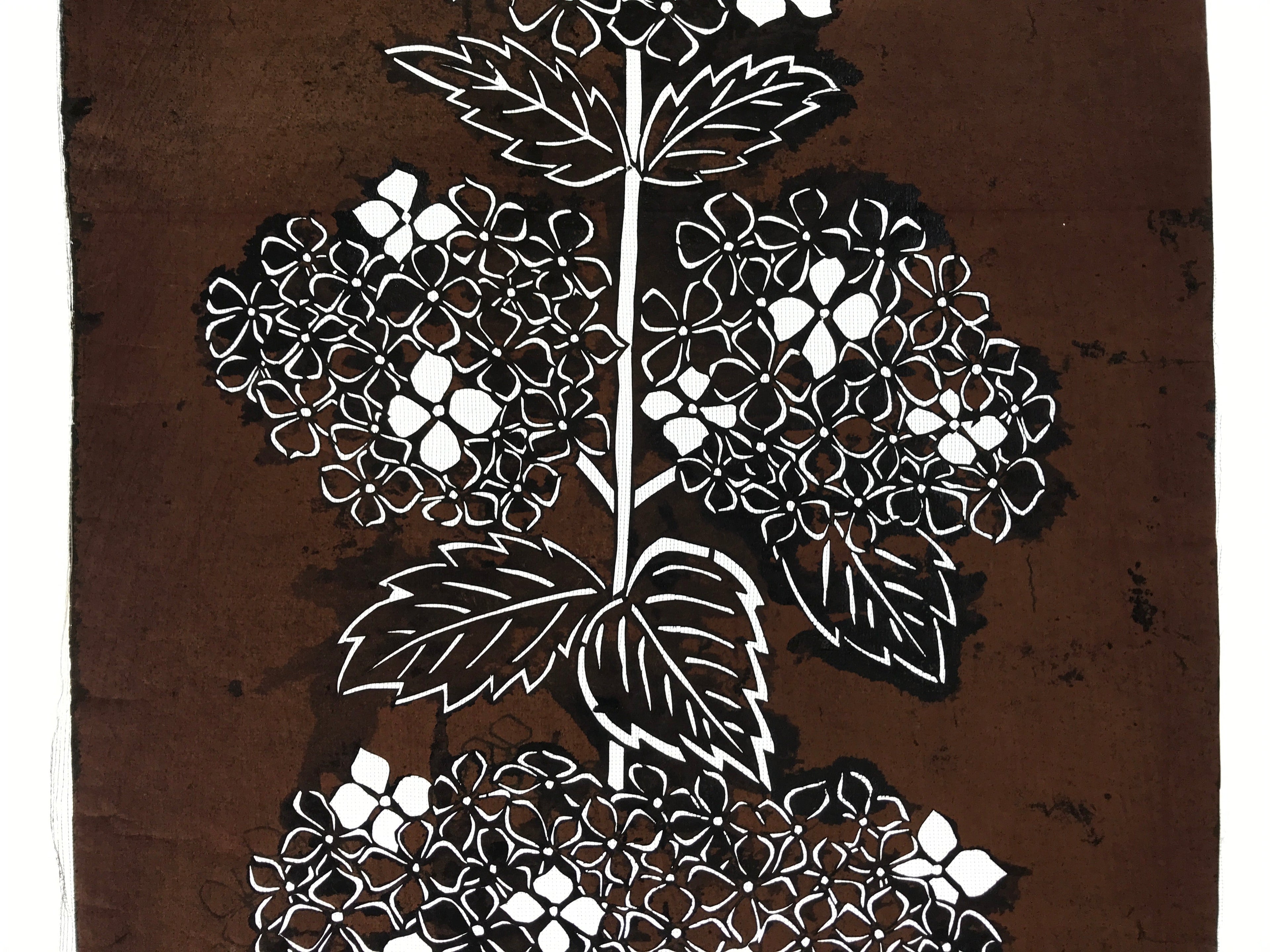 Antique Japanese Katagami Kimono Paper Stencil Katazome Hydrangea Ajisai 4Y524