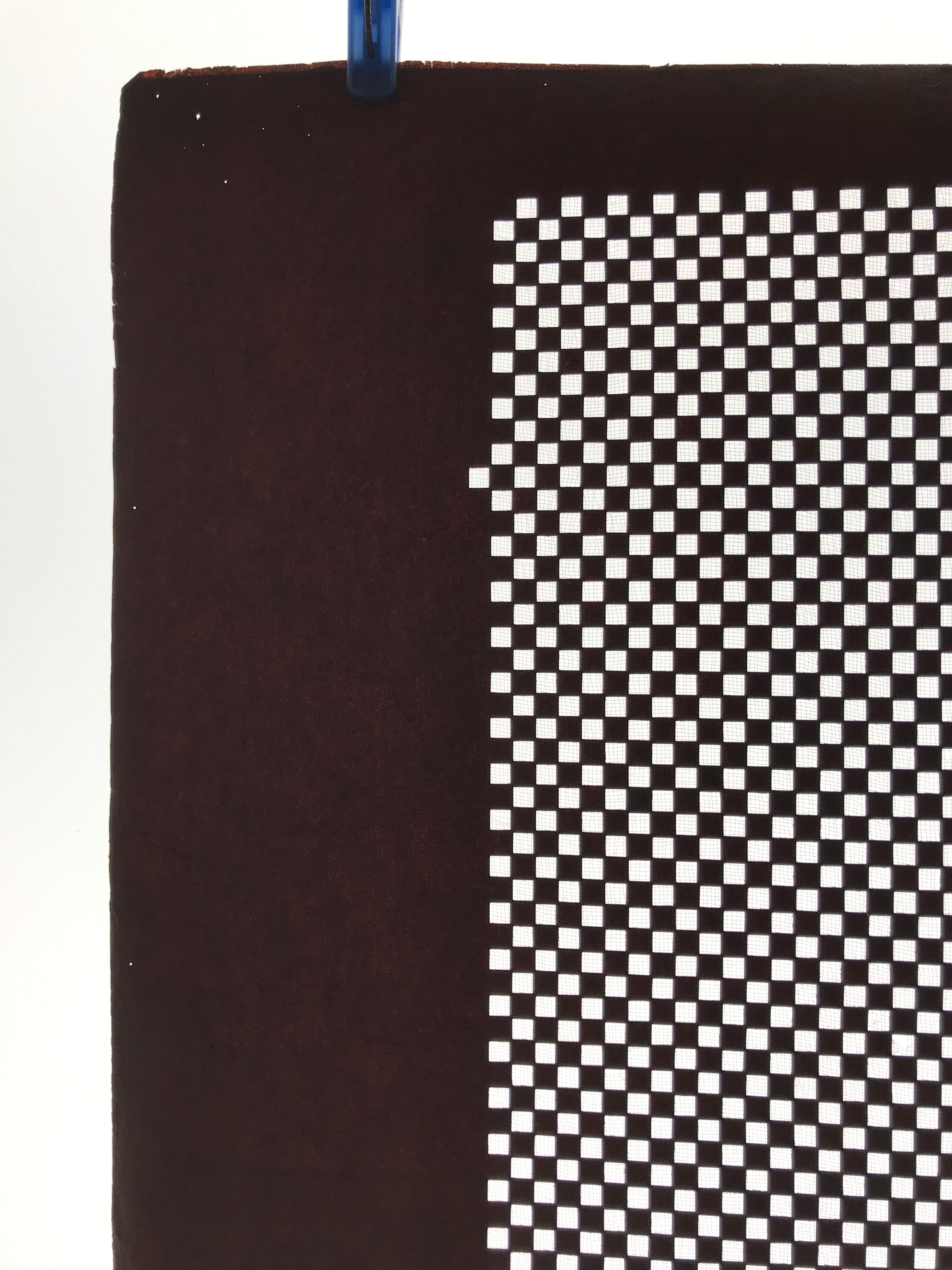 Antique Japanese Katagami Kimono Paper Stencil Katazome Ichimatsu Check 4Y605