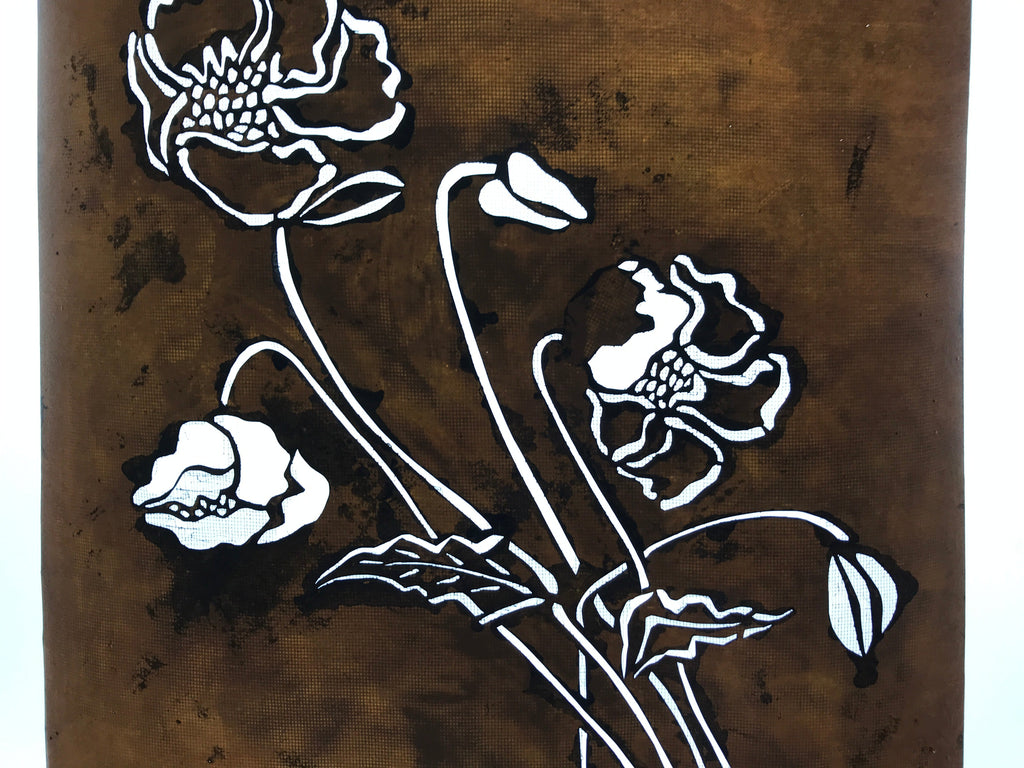Antique Japanese Katagami Kimono Paper Stencil Katazome Keshi Poppy 4Y550