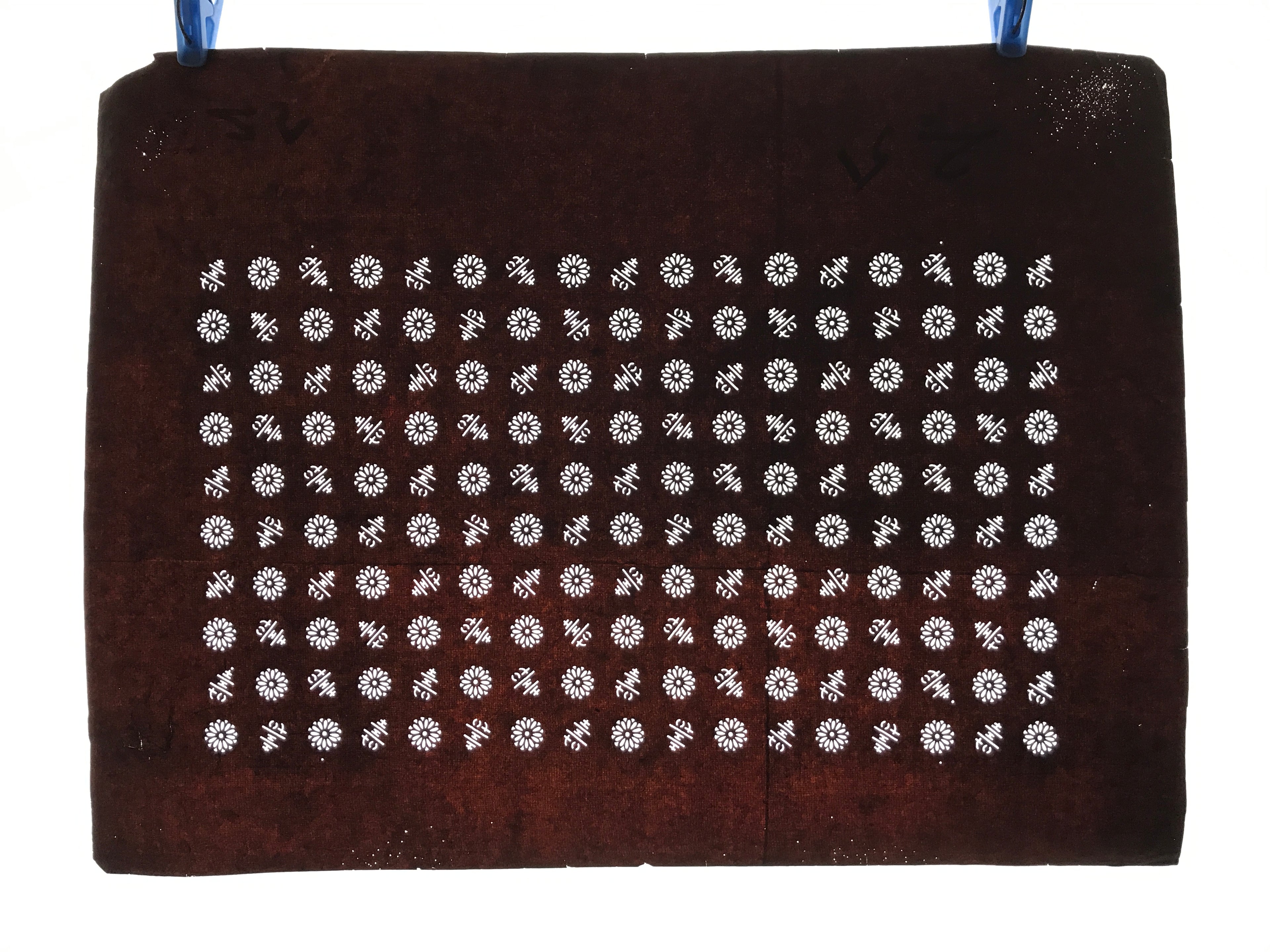 Antique Japanese Katagami Kimono Paper Stencil Katazome Kotobuki Flowers 4Y620