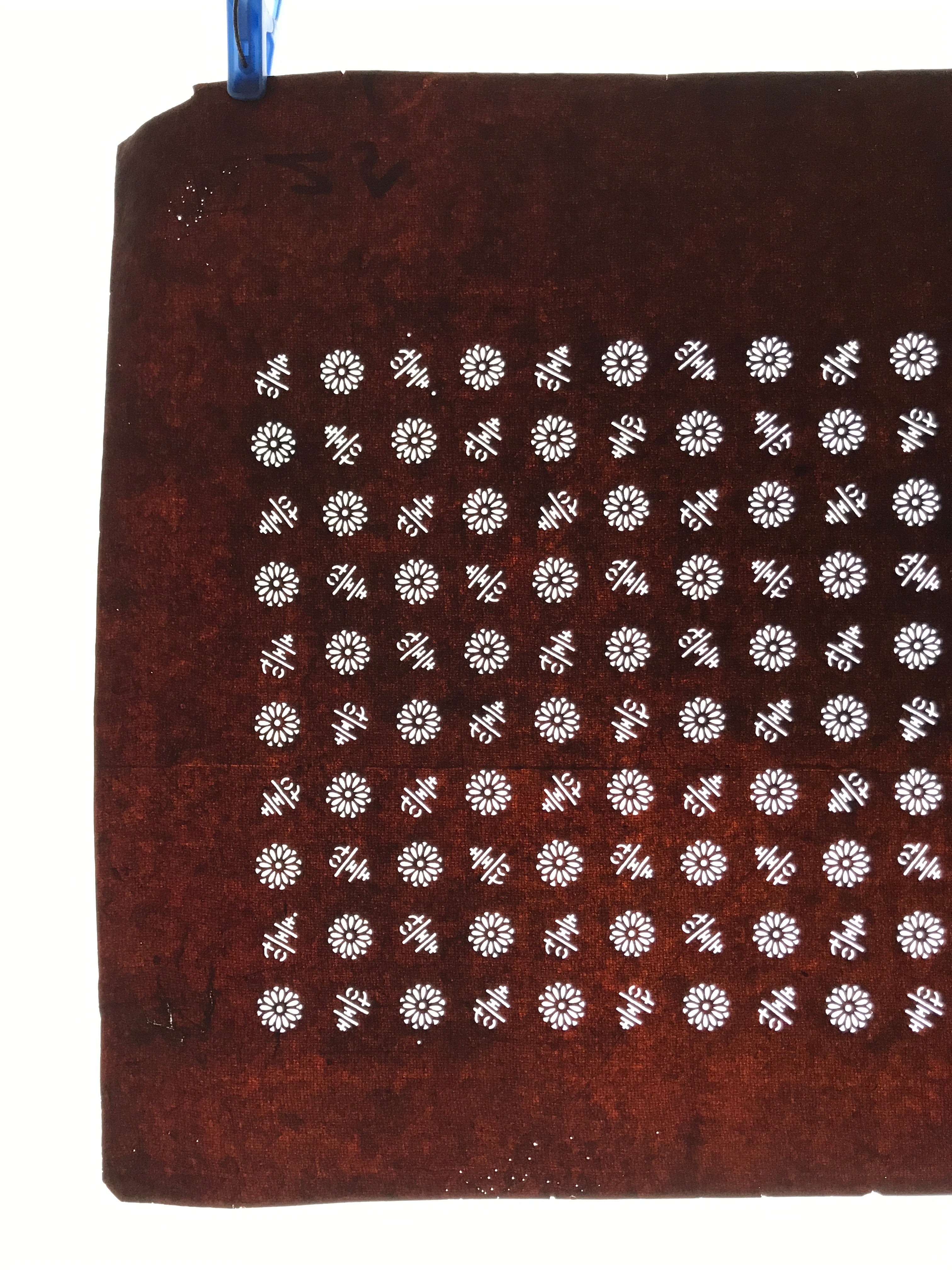 Antique Japanese Katagami Kimono Paper Stencil Katazome Kotobuki Flowers 4Y620
