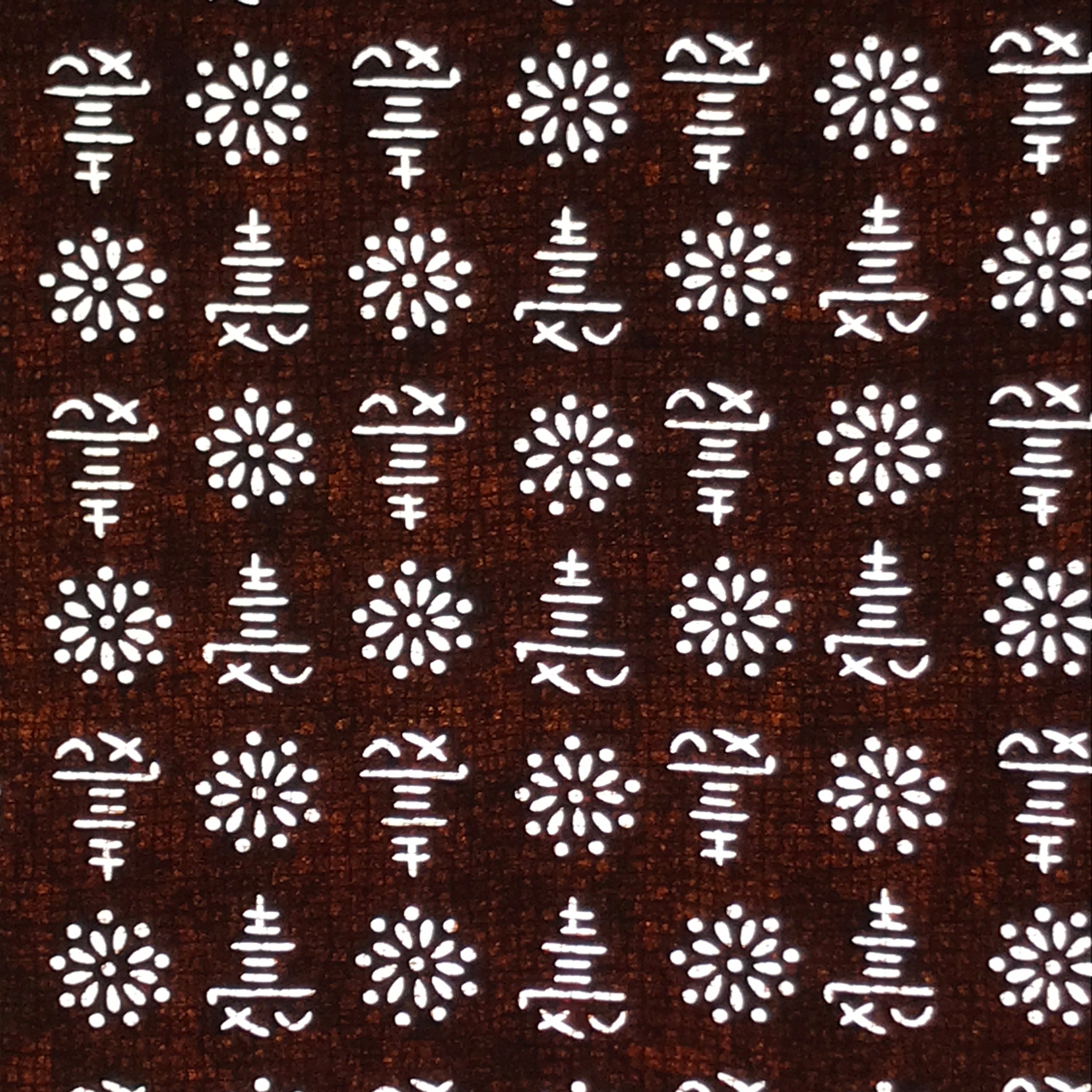 Antique Japanese Katagami Kimono Paper Stencil Katazome Kotobuki Flowers 4Y621