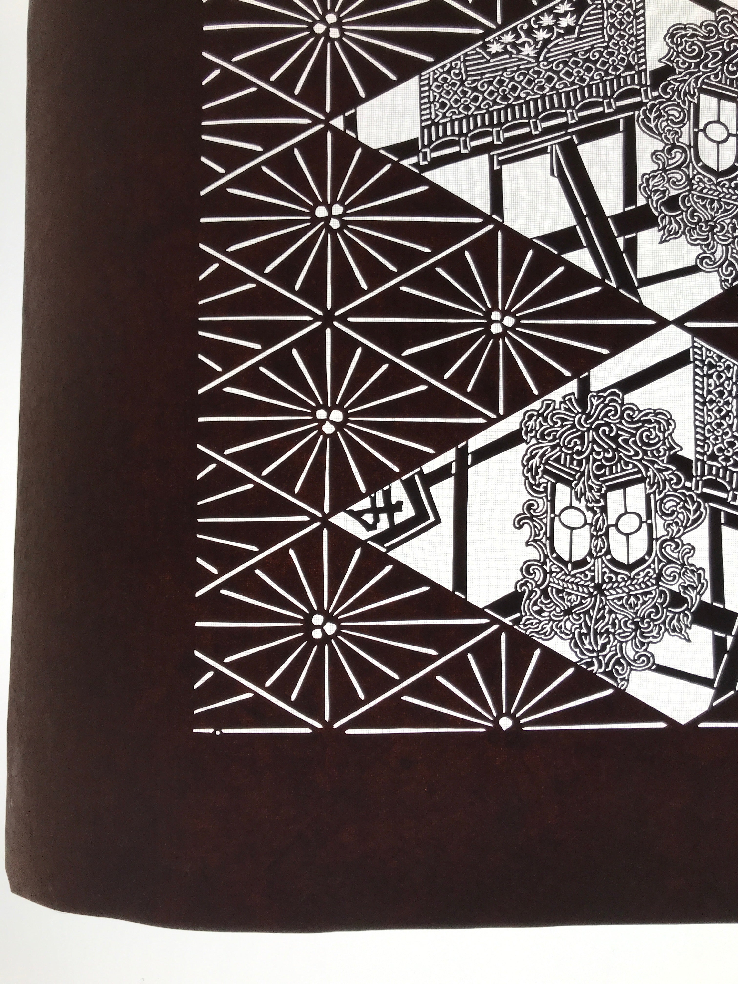 Antique Japanese Katagami Kimono Paper Stencil Katazome Lantern Curtain 4Y641