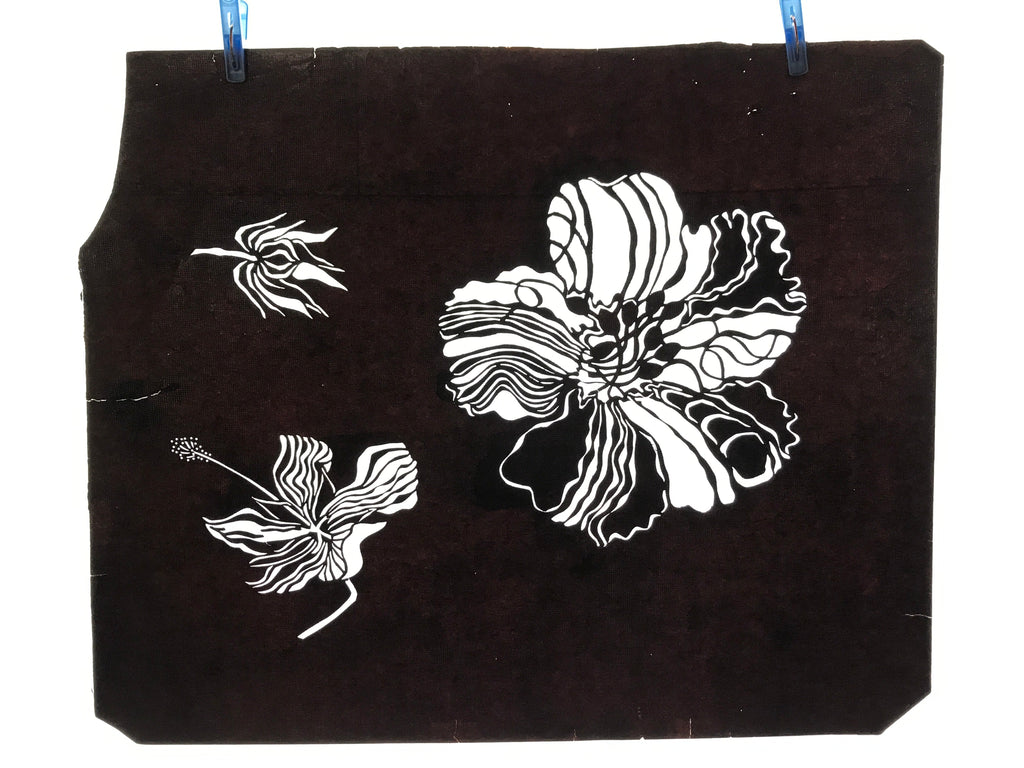 Antique Japanese Katagami Kimono Paper Stencil Katazome Large Flower 4Y552