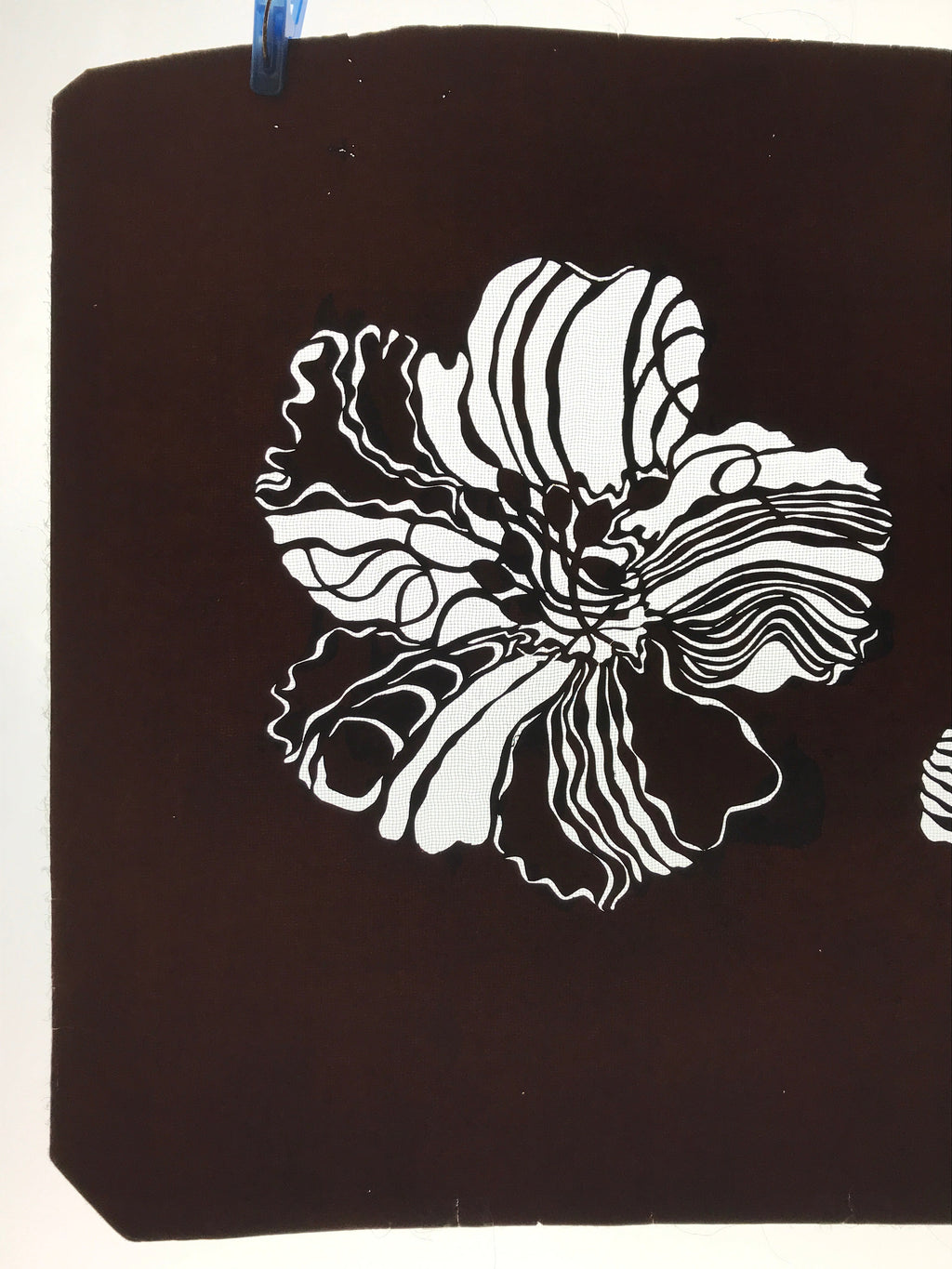 Antique Japanese Katagami Kimono Paper Stencil Katazome Large Flower 4Y552