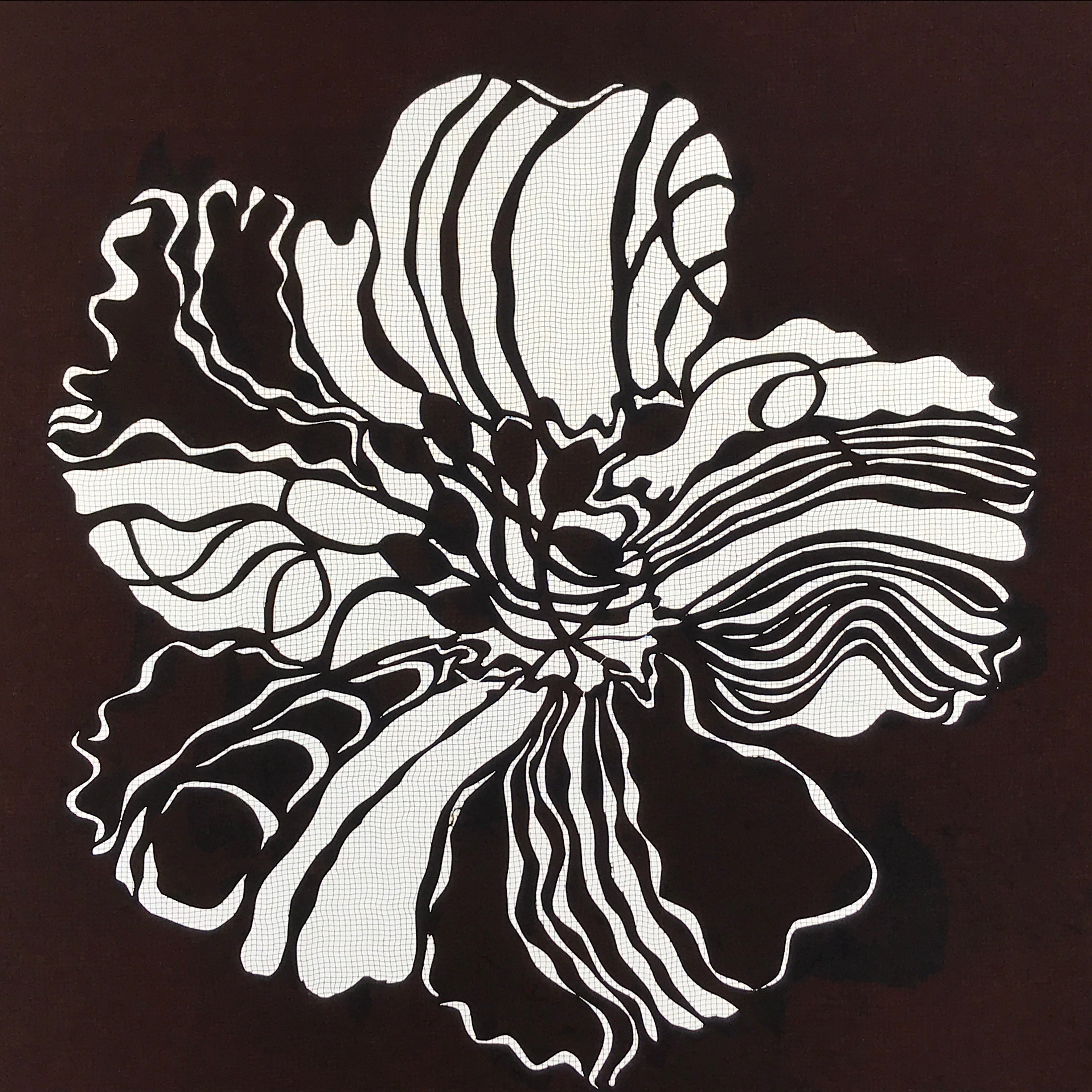 Antique Japanese Katagami Kimono Paper Stencil Katazome Large Flower 4Y552