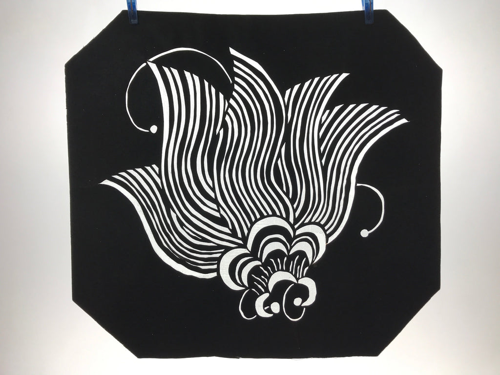 Antique Japanese Katagami Kimono Paper Stencil Katazome Large Flower 4Y572