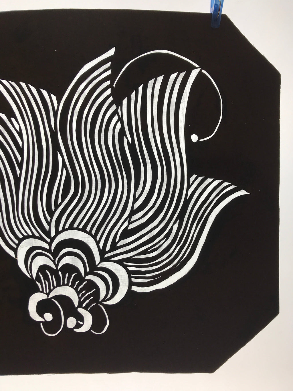 Antique Japanese Katagami Kimono Paper Stencil Katazome Large Flower 4Y572