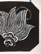Antique Japanese Katagami Kimono Paper Stencil Katazome Large Flower 4Y572
