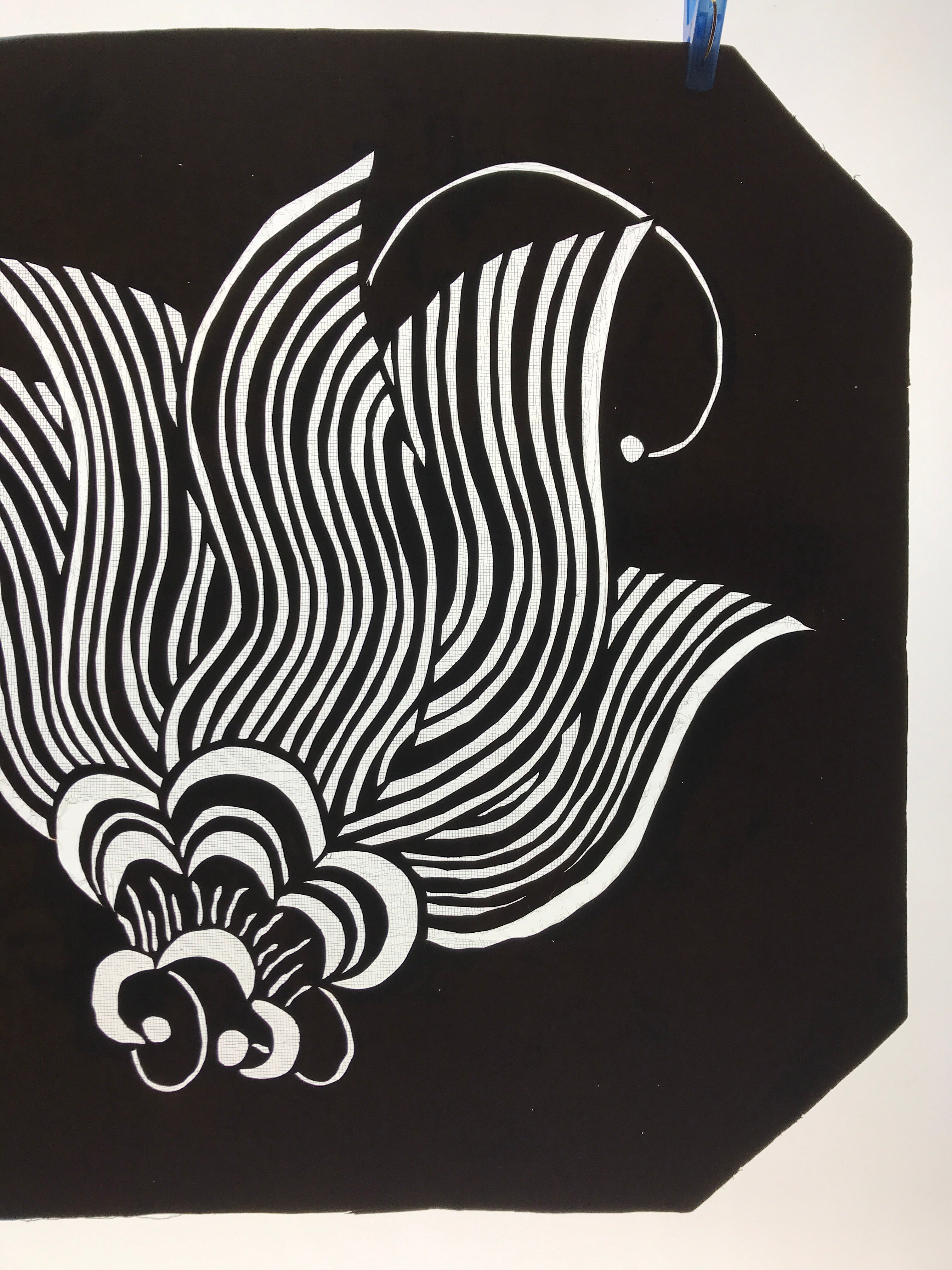 Antique Japanese Katagami Kimono Paper Stencil Katazome Large Flower 4Y572