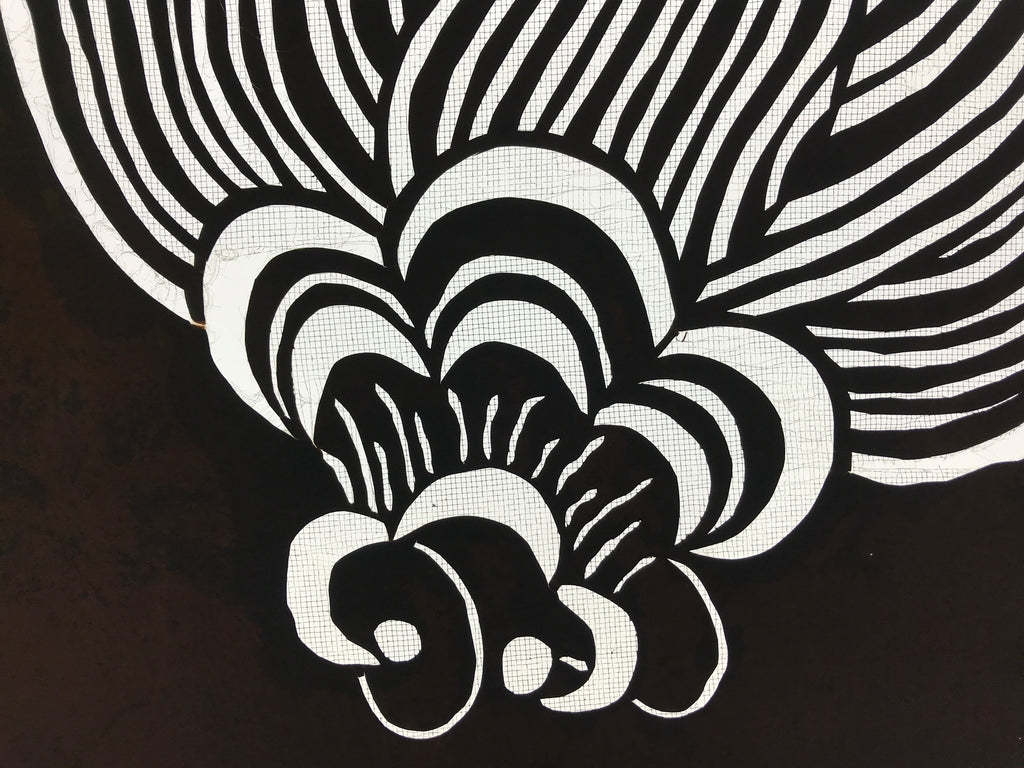 Antique Japanese Katagami Kimono Paper Stencil Katazome Large Flower 4Y572