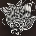 Antique Japanese Katagami Kimono Paper Stencil Katazome Large Flower 4Y572
