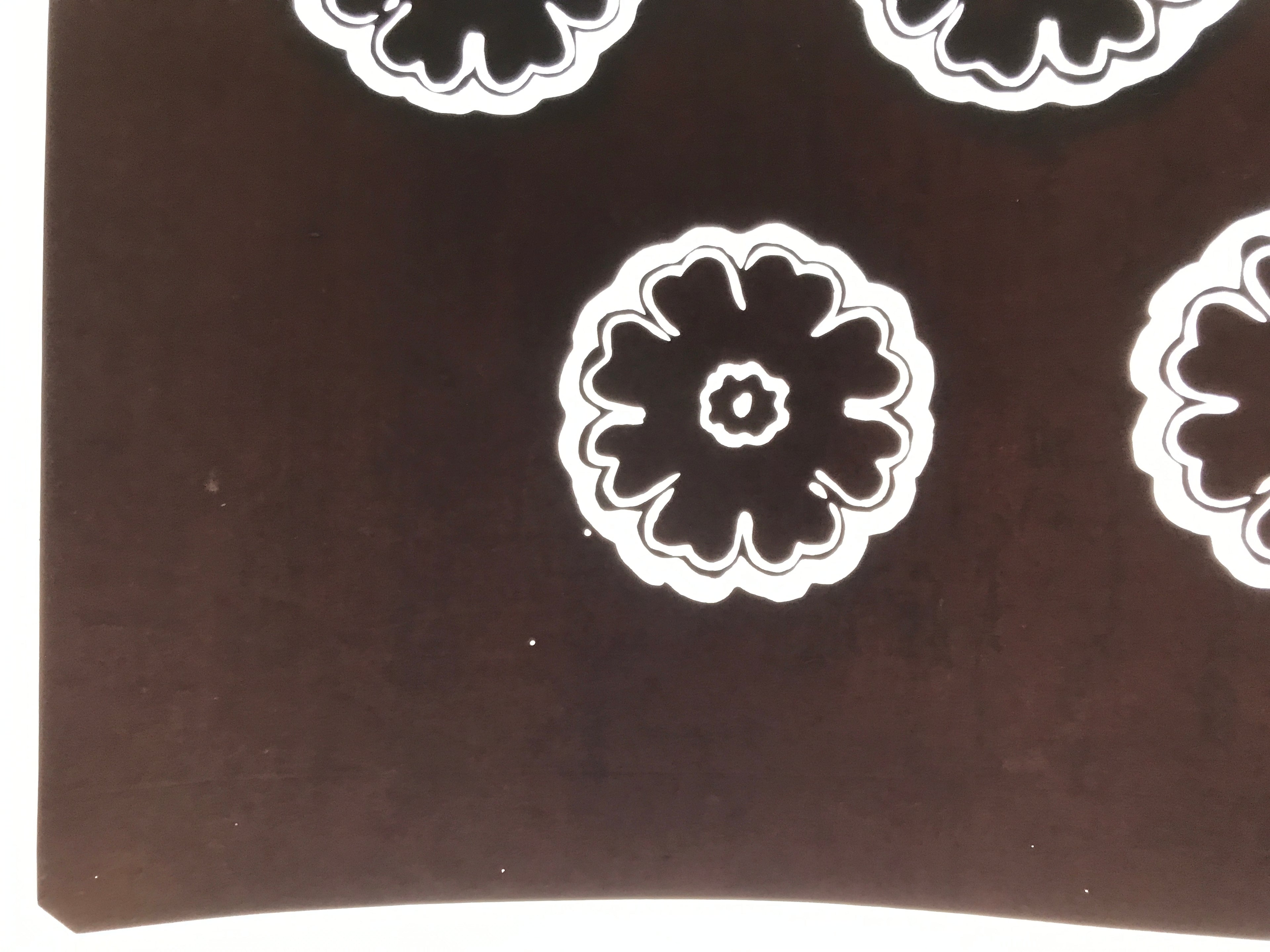 Antique Japanese Katagami Kimono Paper Stencil Katazome Large Peony Flower 4Y636