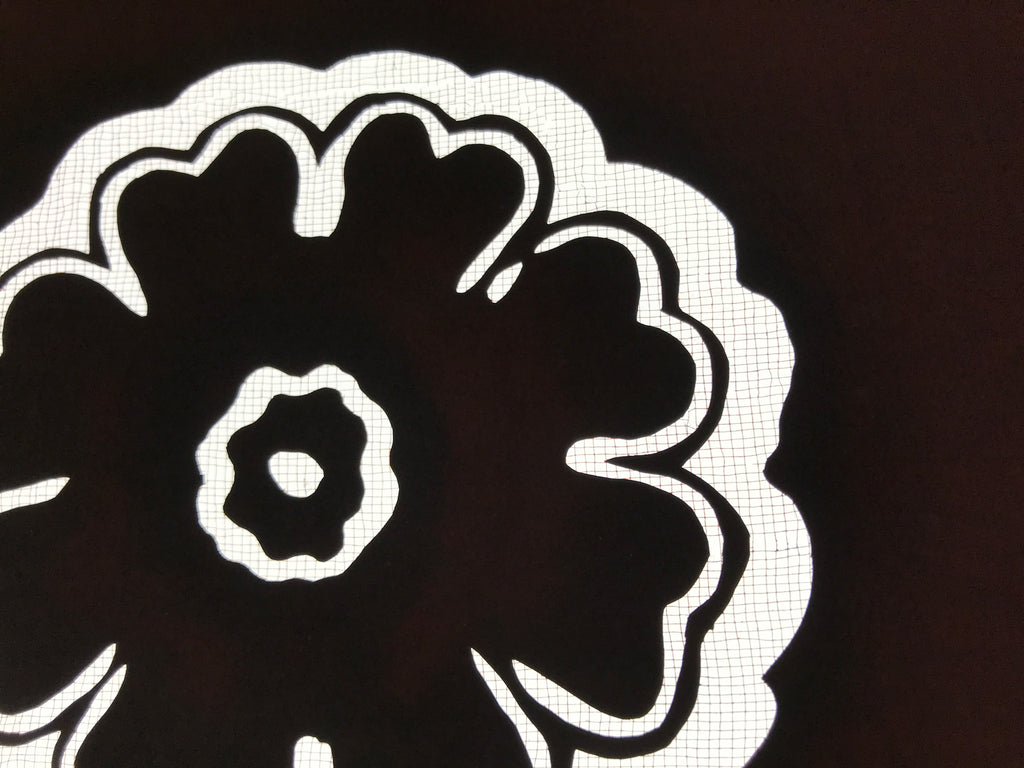Antique Japanese Katagami Kimono Paper Stencil Katazome Large Peony Flower 4Y636
