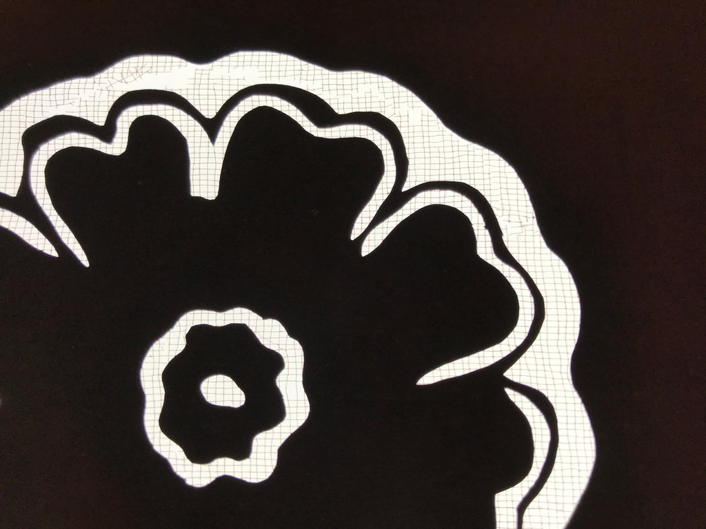 Antique Japanese Katagami Kimono Paper Stencil Katazome Large Peony Flower 4Y636