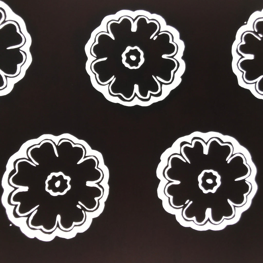 Antique Japanese Katagami Kimono Paper Stencil Katazome Large Peony Flower 4Y636