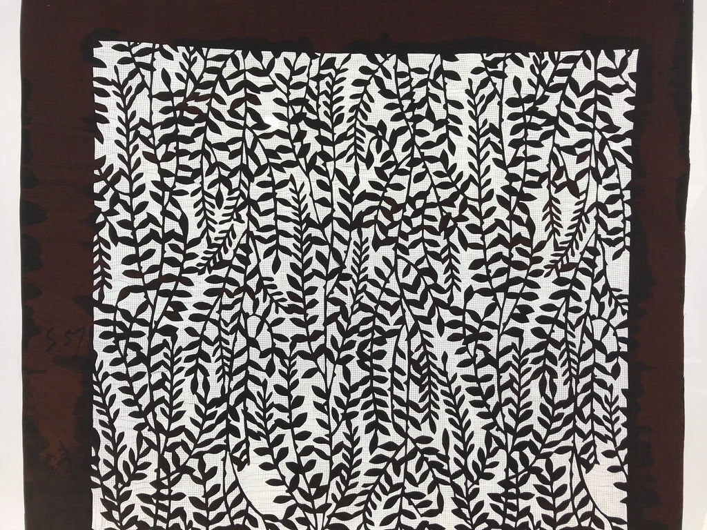 Antique Japanese Katagami Kimono Paper Stencil Katazome Leafy Vines 4Y520