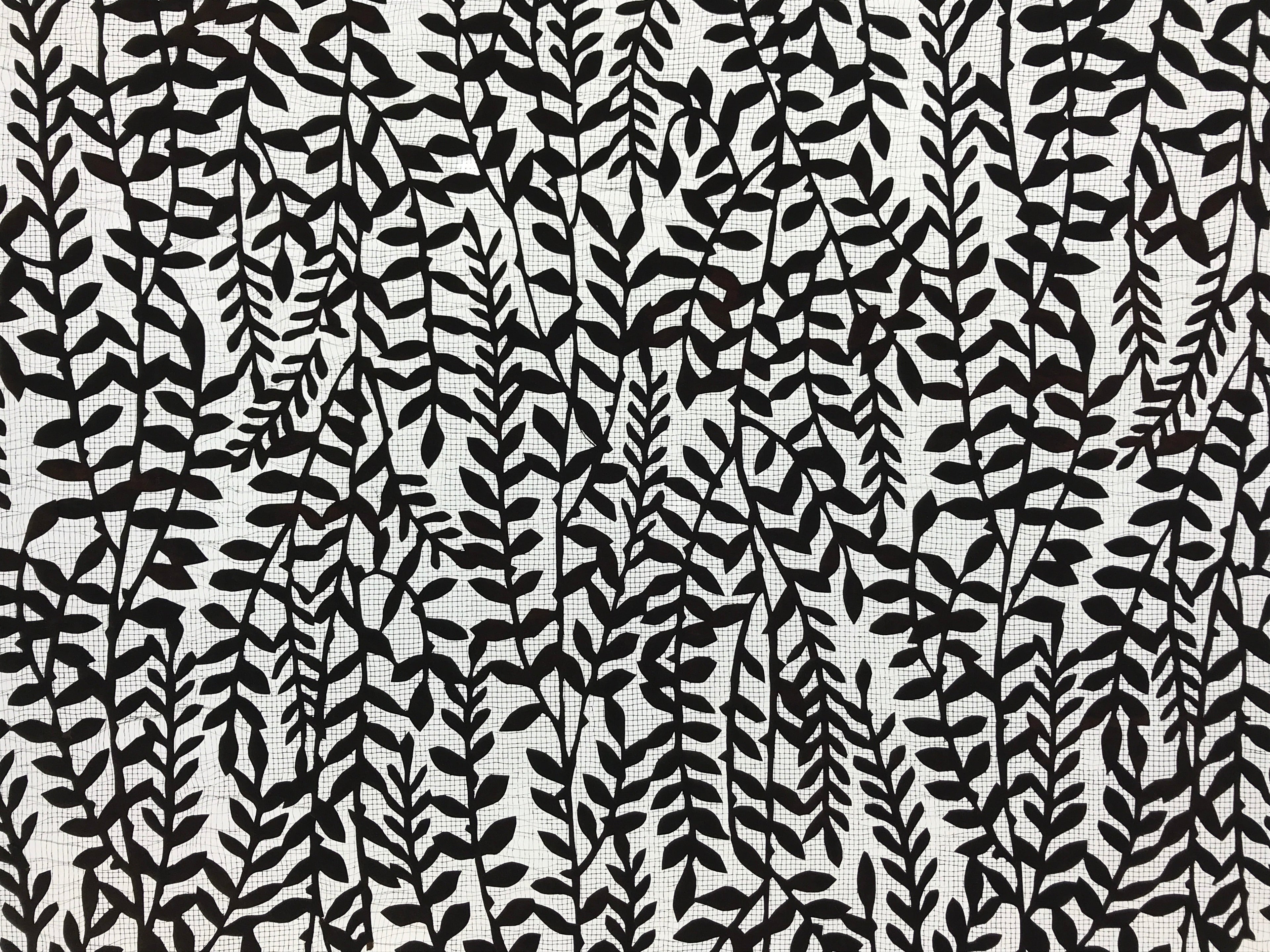 Antique Japanese Katagami Kimono Paper Stencil Katazome Leafy Vines 4Y520