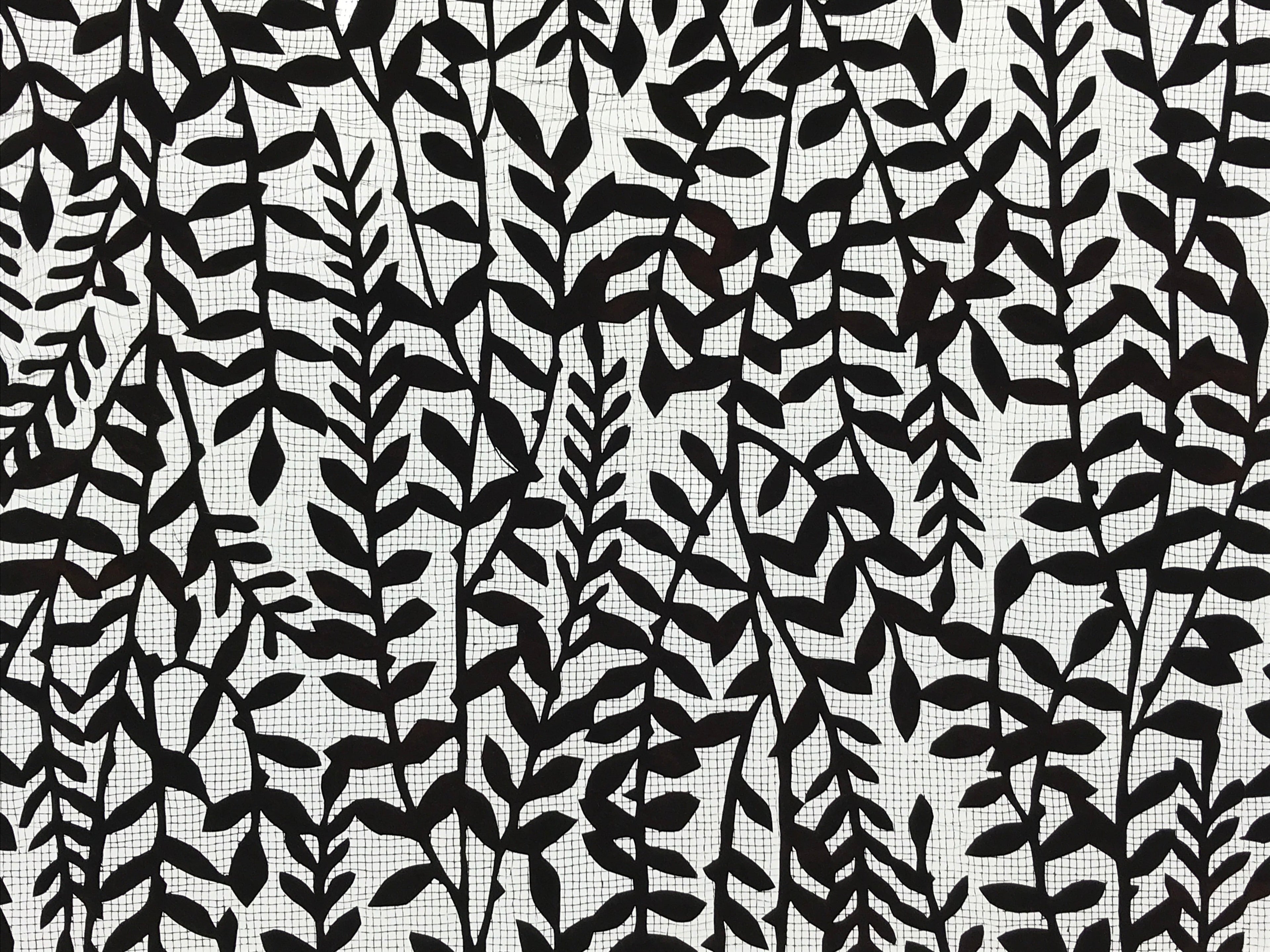 Antique Japanese Katagami Kimono Paper Stencil Katazome Leafy Vines 4Y520