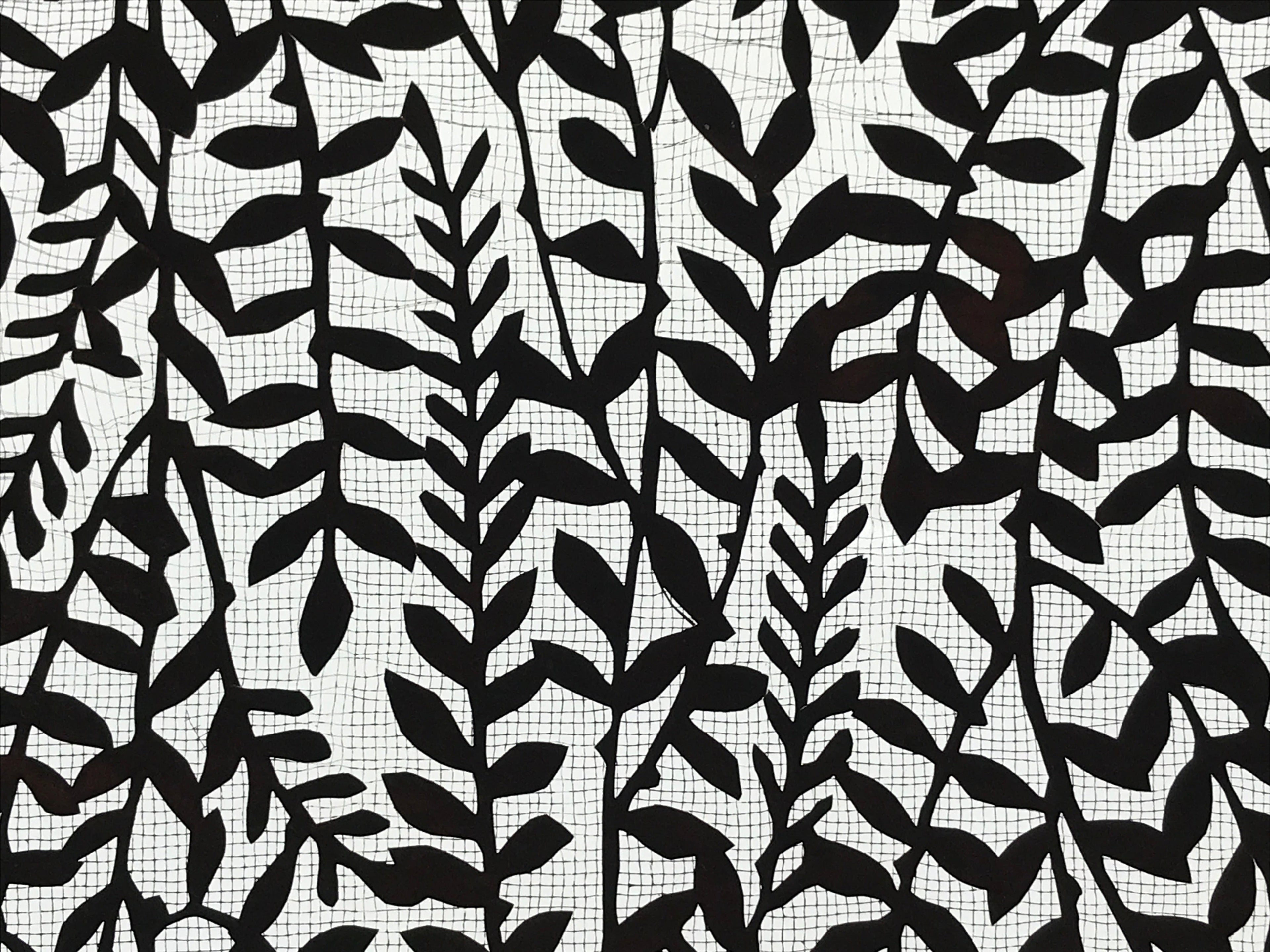 Antique Japanese Katagami Kimono Paper Stencil Katazome Leafy Vines 4Y520