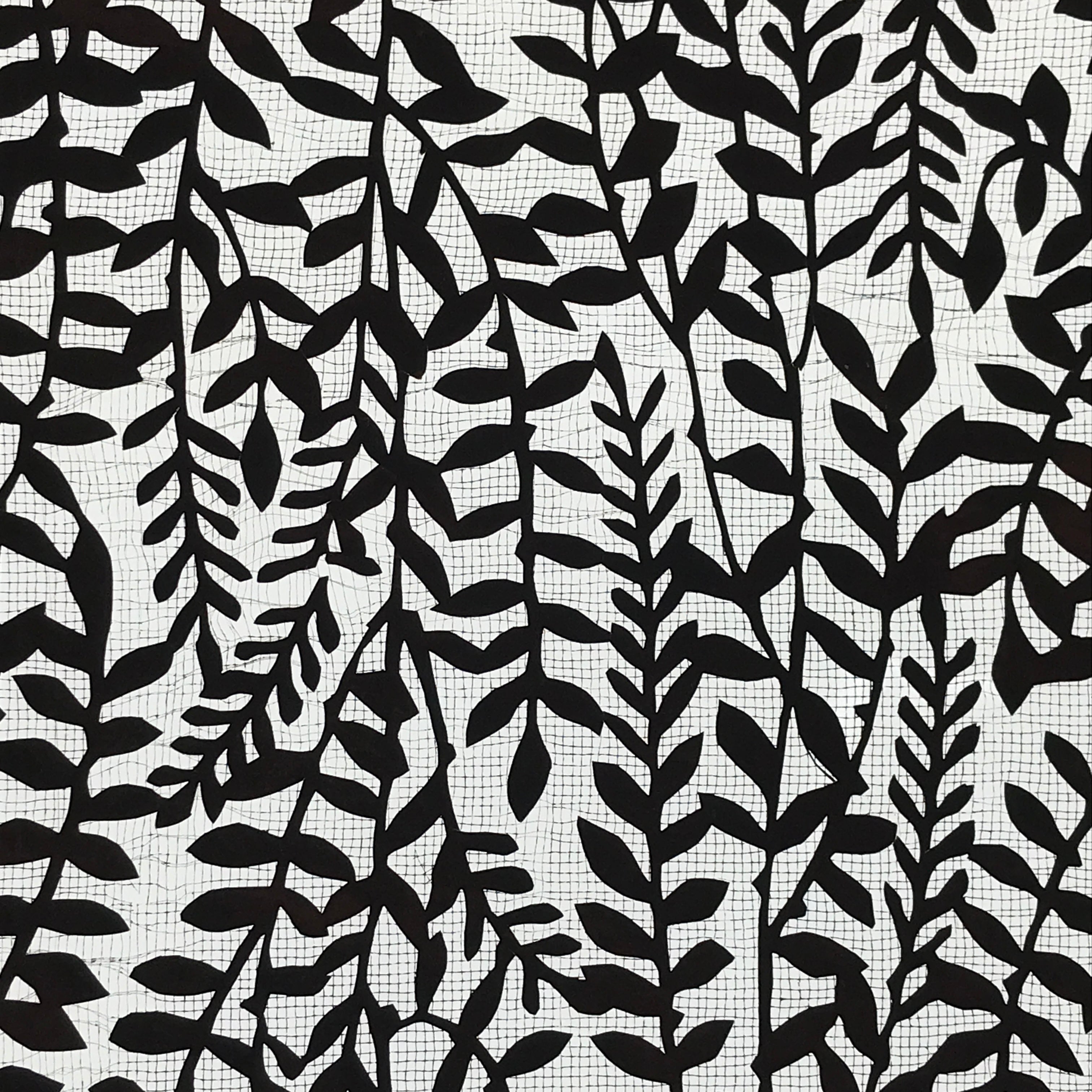Antique Japanese Katagami Kimono Paper Stencil Katazome Leafy Vines 4Y520