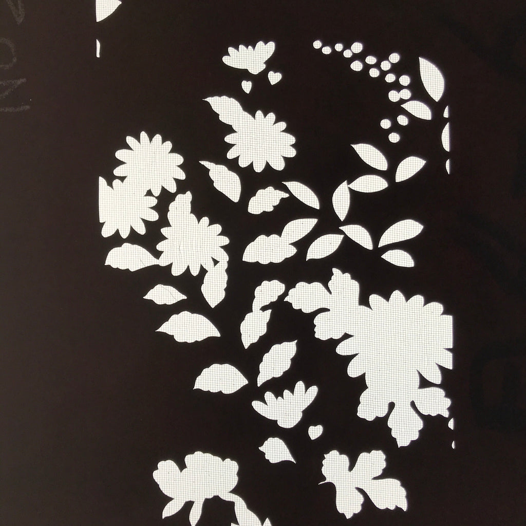 Antique Japanese Katagami Kimono Paper Stencil Katazome Lush Floral Design 4Y591
