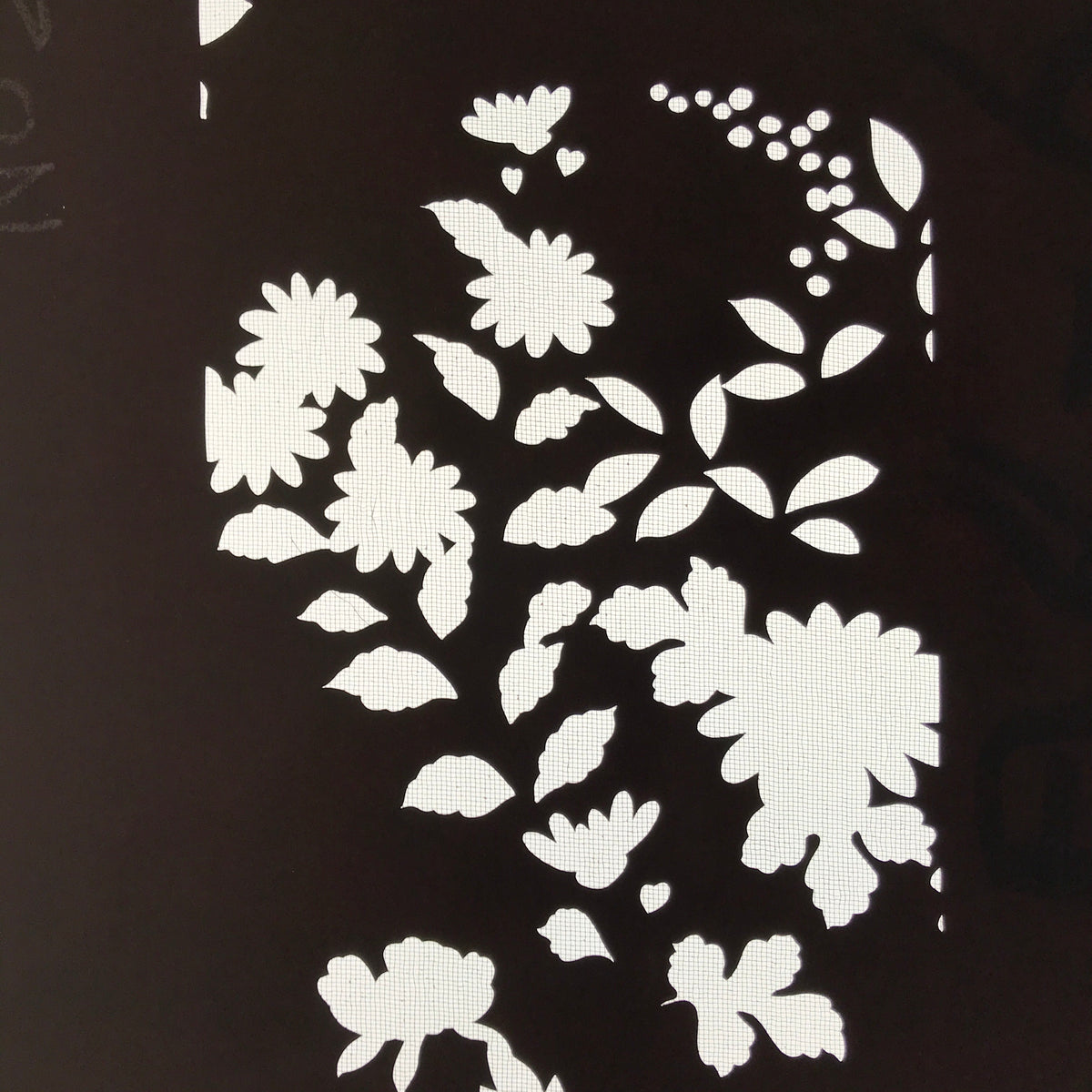 Antique Japanese Katagami Kimono Paper Stencil Katazome Lush Floral Design 4Y591