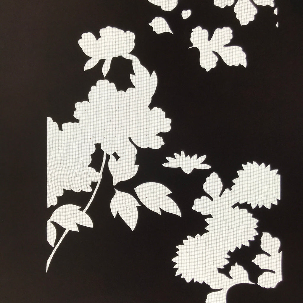 Antique Japanese Katagami Kimono Paper Stencil Katazome Lush Floral Design 4Y591