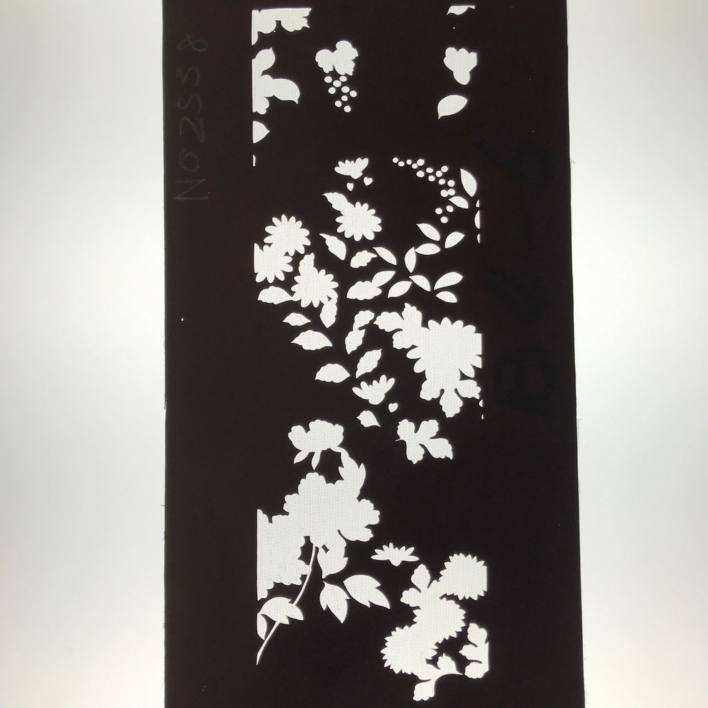 Antique Japanese Katagami Kimono Paper Stencil Katazome Lush Floral Design 4Y591