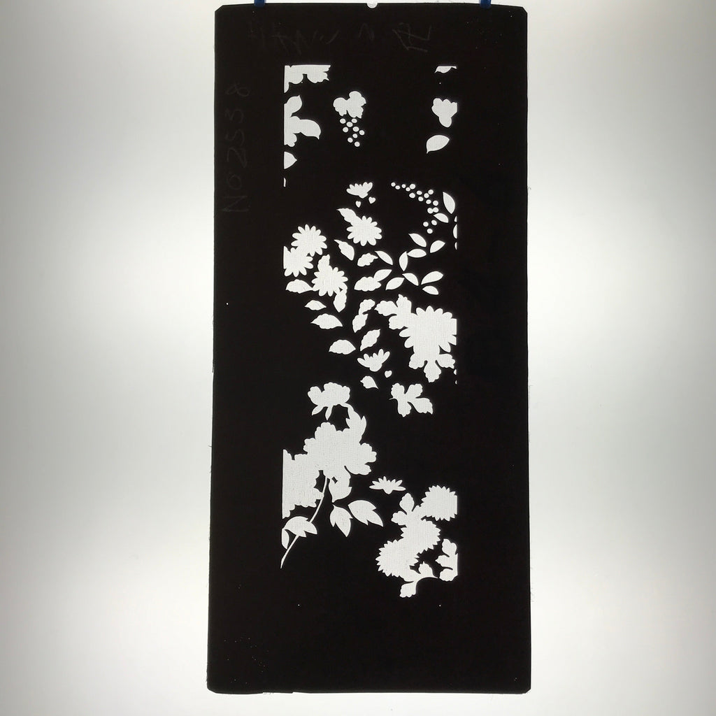 Antique Japanese Katagami Kimono Paper Stencil Katazome Lush Floral Design 4Y591